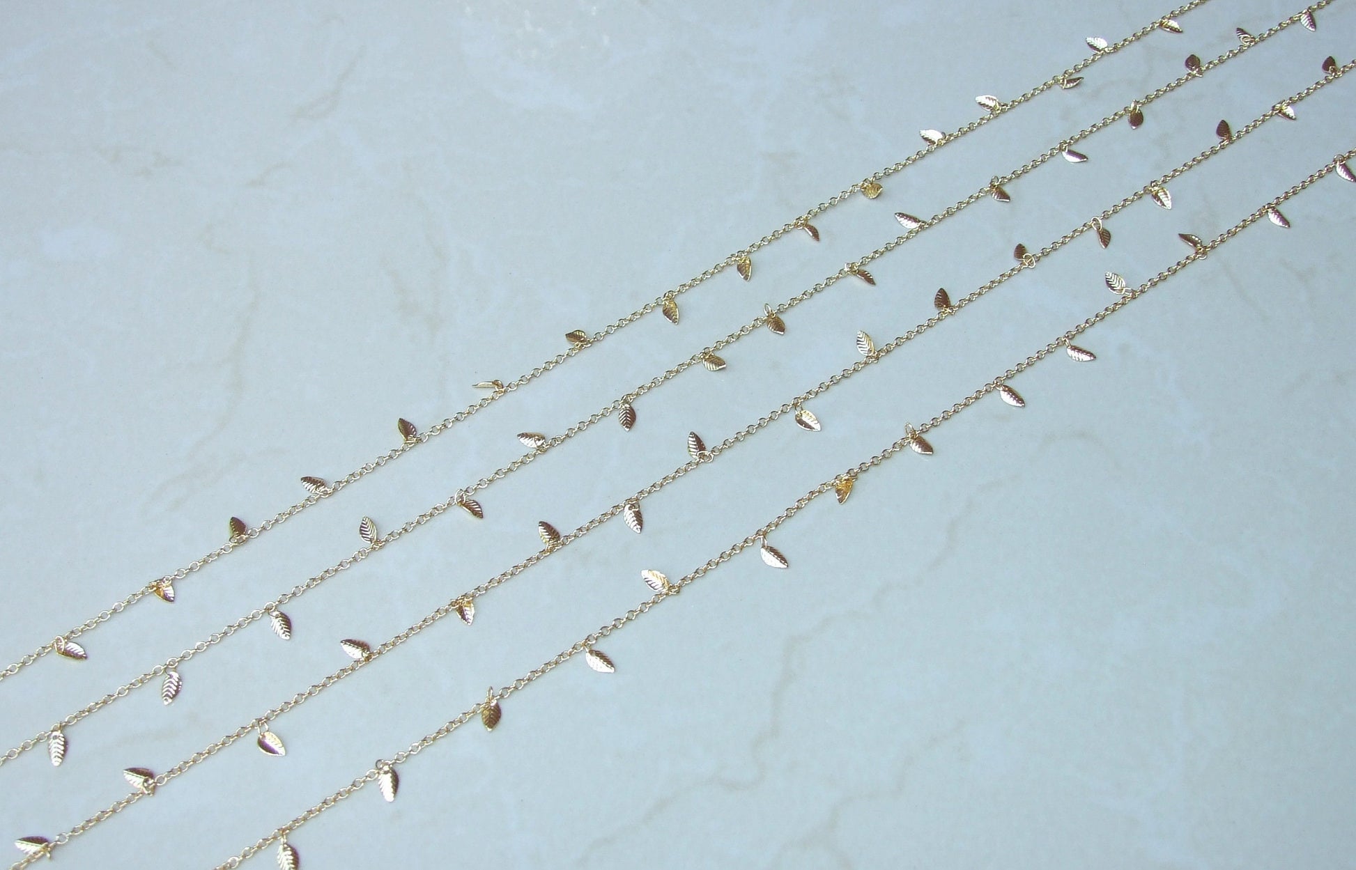 Gold Plated Leaf Chain, Drop Chain, Gold Chain Wholesale, Bulk Chain, Gold Chain, Belly Chain, Body Chain, Jewelry Chain, By The Meter - EDGBeadsandGems