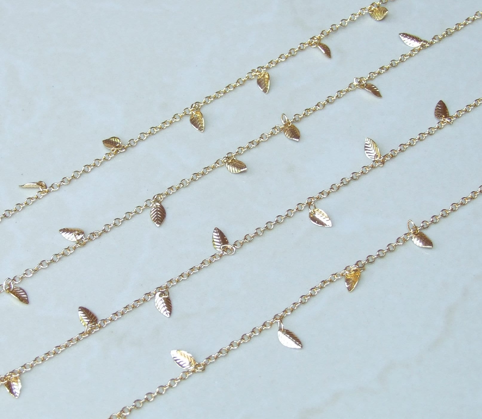 Gold Plated Leaf Chain, Drop Chain, Gold Chain Wholesale, Bulk Chain, Gold Chain, Belly Chain, Body Chain, Jewelry Chain, By The Meter - EDGBeadsandGems