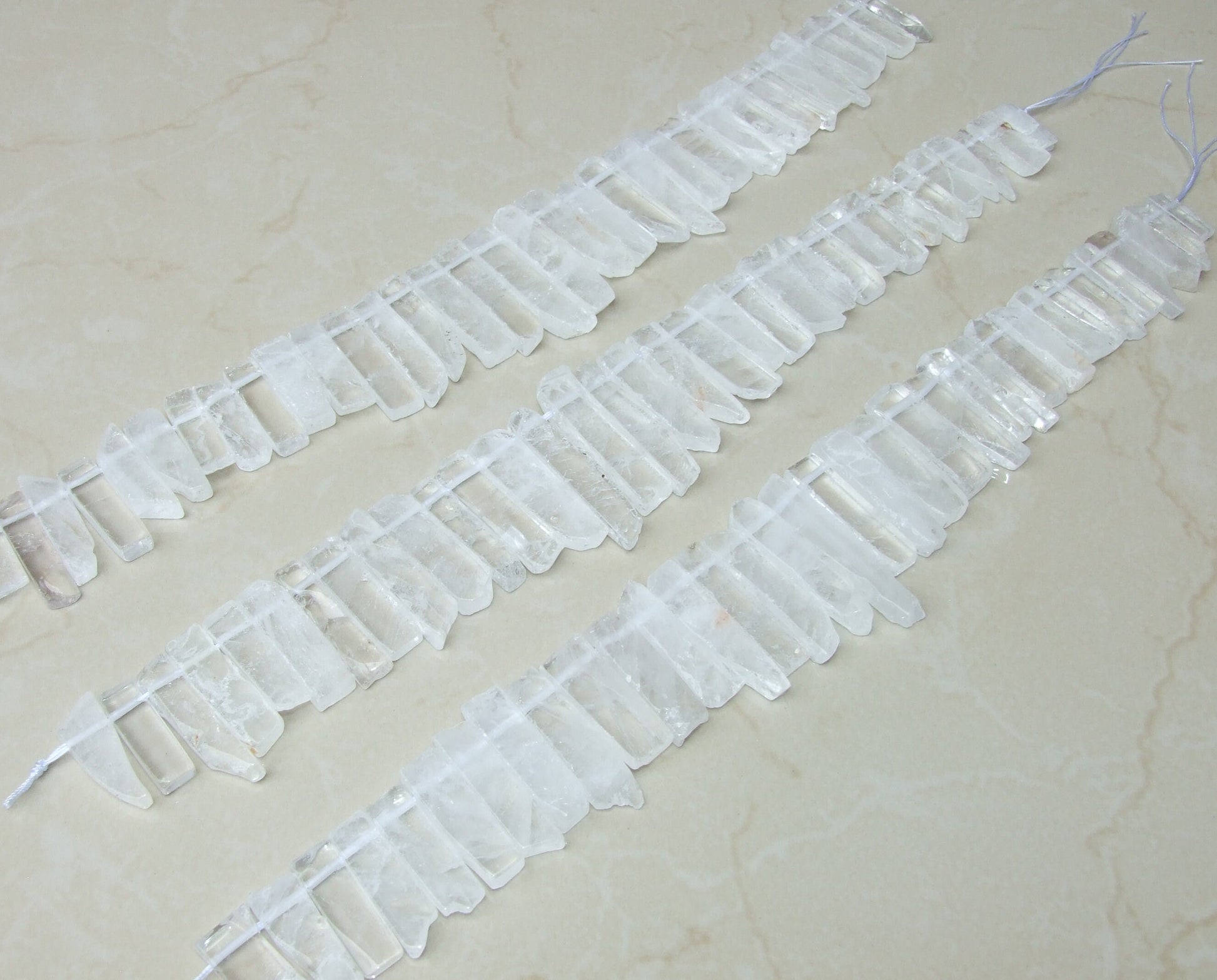 Clear Quartz Slice, Polished Slice, Quartz Beads, Quartz Pendants, Gemstone Beads, Crystal Jewelry Stone Supplies, Half Strand, 25mm to 45mm - EDGBeadsandGems