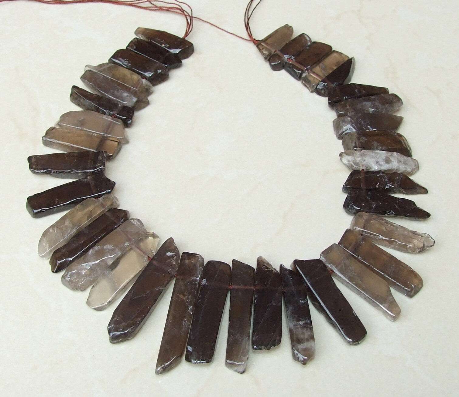 Smoky Quartz Slice, Polished Slice, Quartz Beads, Quartz Pendants, Gemstone Beads, Loose Quartz Jewelry Stones, Half Strand - 25mm to 45mm - EDGBeadsandGems