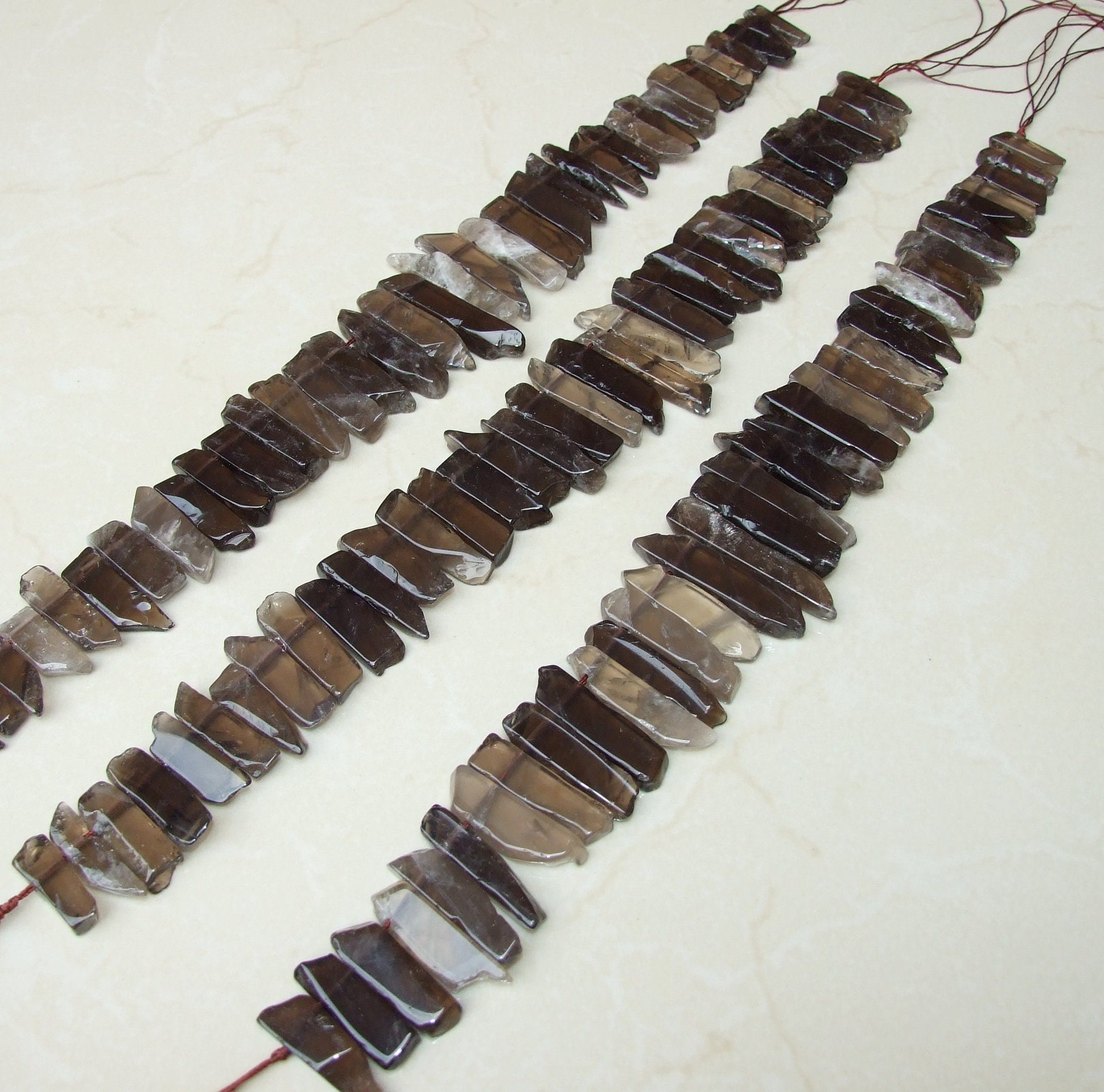 Smoky Quartz Slice, Polished Slice, Quartz Beads, Quartz Pendants, Gemstone Beads, Loose Quartz Jewelry Stones, Half Strand - 25mm to 45+mm - EDGBeadsandGems