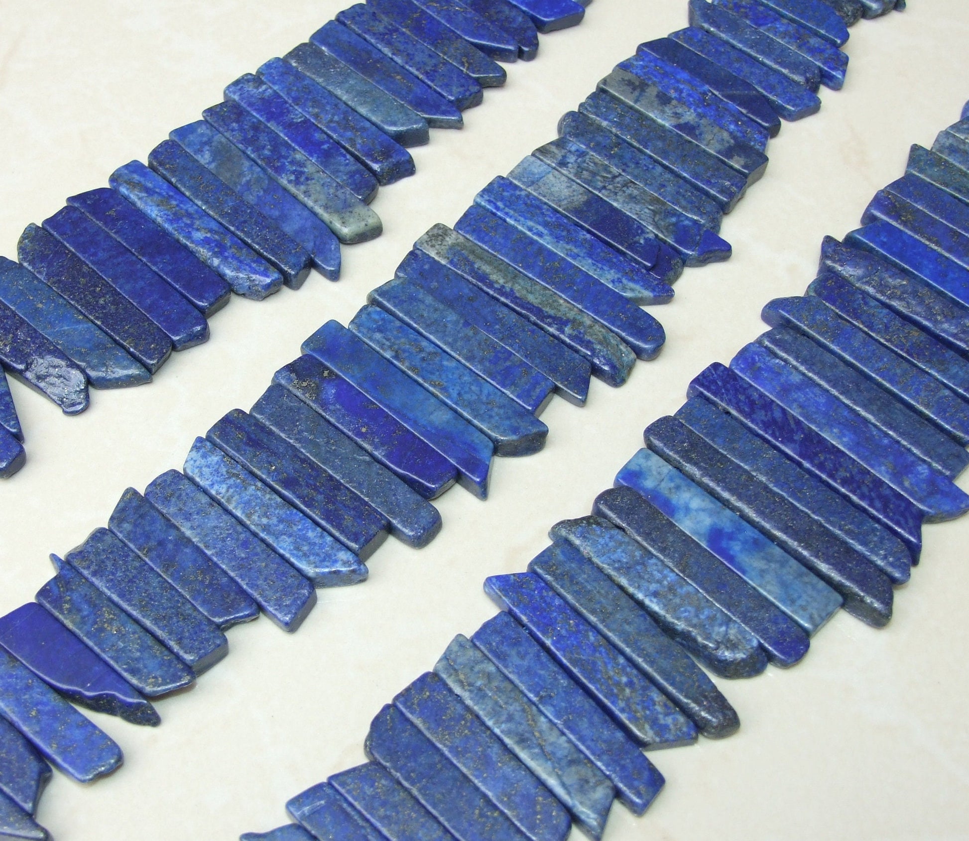 Lapis Beads, Polished Pendant Slice, Lapis Beads, Lapis Lazuli Slice, Gemstone Beads, Lapis Jewelry Supplies, Half Strand - 25mm to 40mm - EDGBeadsandGems