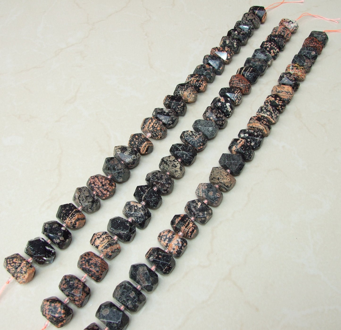 Snowflake Obsidian Faceted Nugget, Polished Obsidian Pendant, Gemstone Beads, Jewelry Stones, Obsidian Beads, Half Strand 13mm x 15mm x 23mm - EDGBeadsandGems