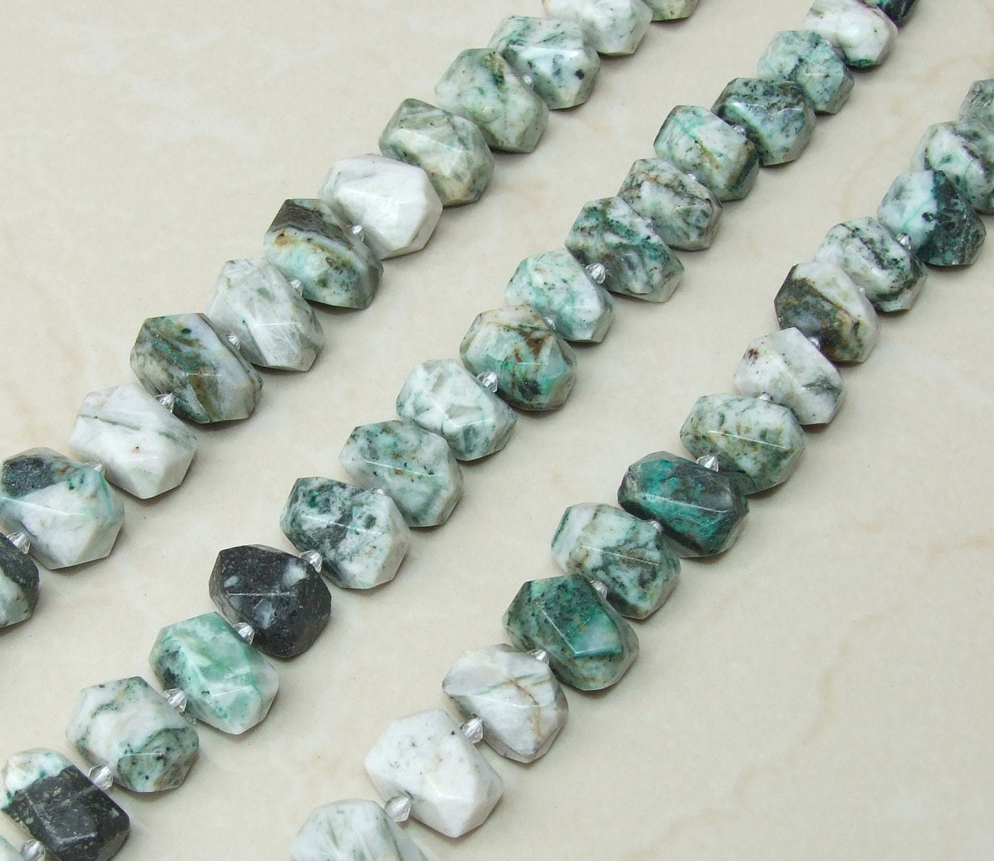 Tree Jasper Faceted Nugget, Polished Jasper Pendant, Gemstone Beads, Jewelry Stones, Jasper Beads, Half Strand - 14mm x 14mm x 20mm - EDGBeadsandGems