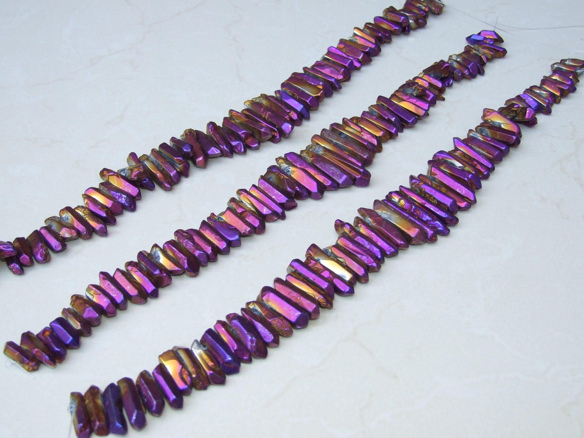 Polished Purple & Gold Titanium Quartz Points, Quartz Crystal, Crystals Points, Crystal Quartz, Mardi Gras - Gemstones Beads - 20mm - 40mm - EDGBeadsandGems