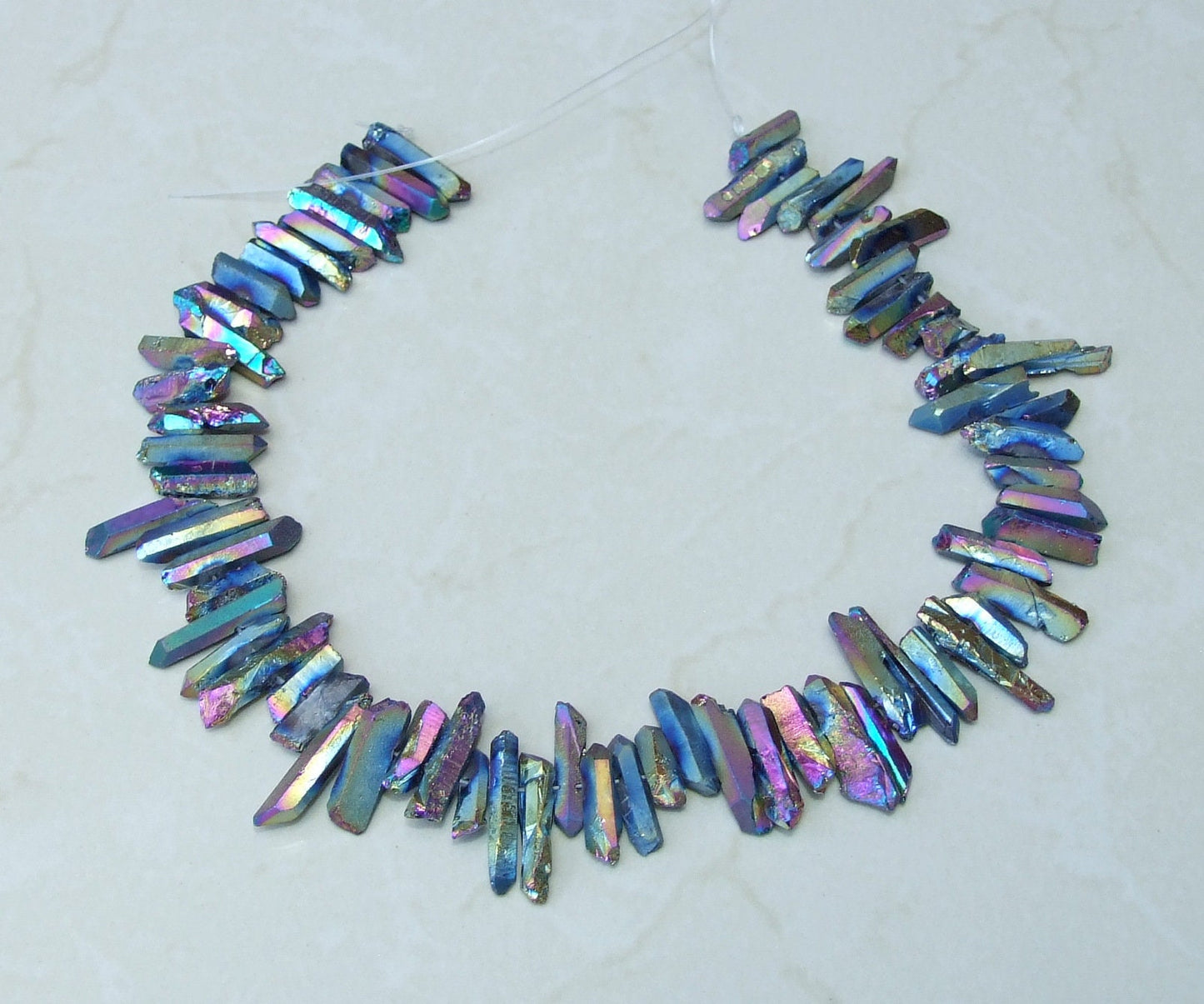 Rainbow Titanium Quartz Cluster Point, Titanium Quartz Points Strand, Raw Quartz Points, Random Length, Gemstone Bead Strand, 15-30mm - EDGBeadsandGems