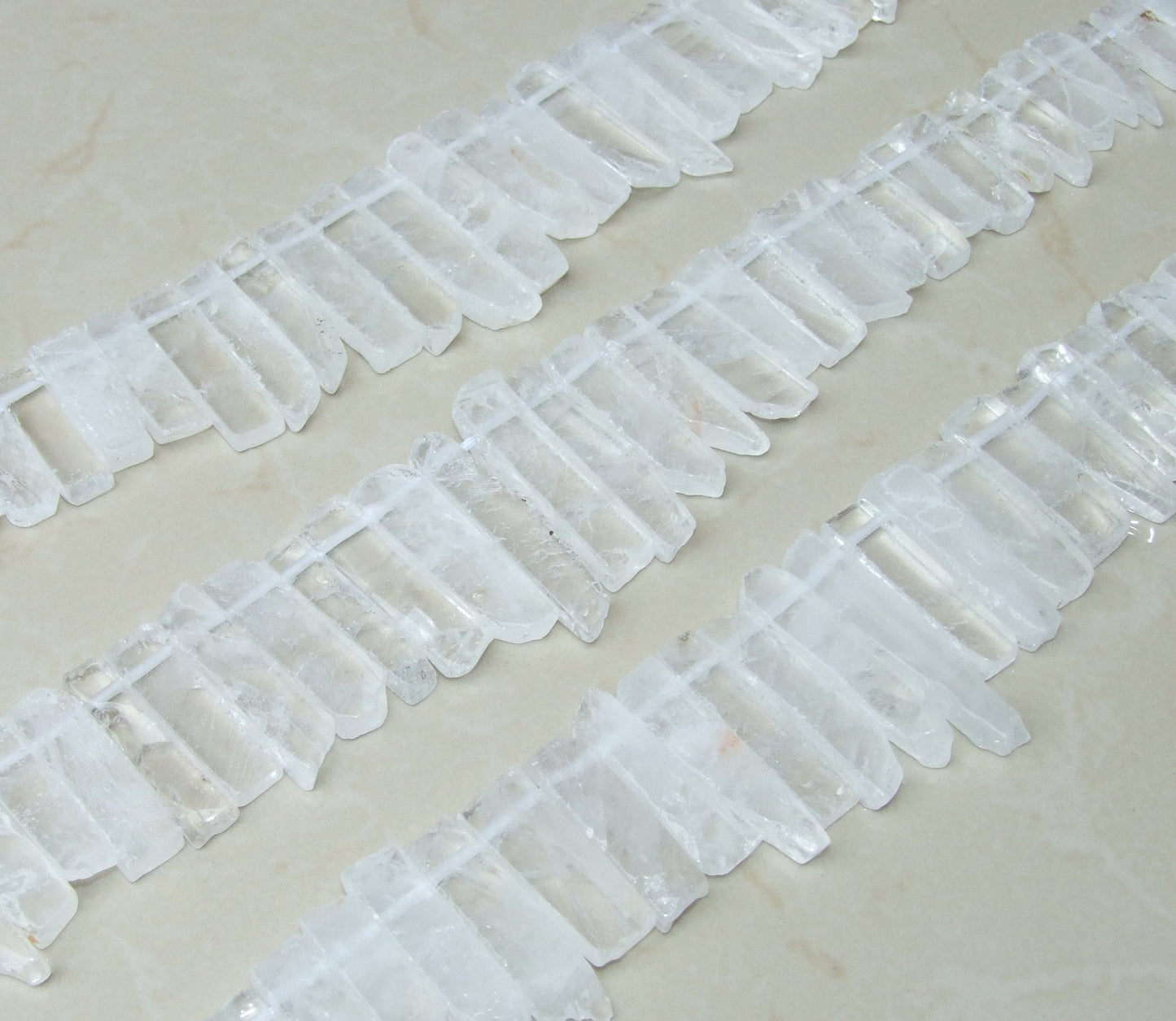 Clear Quartz Slice, Polished Slice, Quartz Beads, Quartz Pendants, Gemstone Beads, Quartz Jewelry Stone Supplies, Half Strand - 25mm to 55mm - EDGBeadsandGems