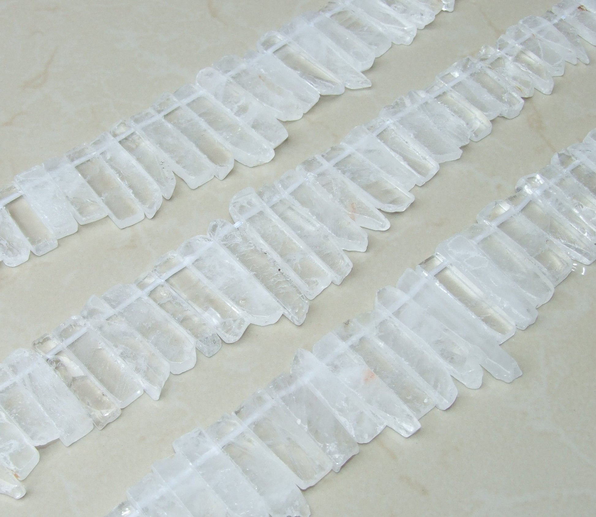 Clear Quartz Slice, Polished Slice, Quartz Beads, Quartz Pendants, Gemstone Beads, Quartz Jewelry Stone Supplies, Half Strand - 25mm to 55mm - EDGBeadsandGems