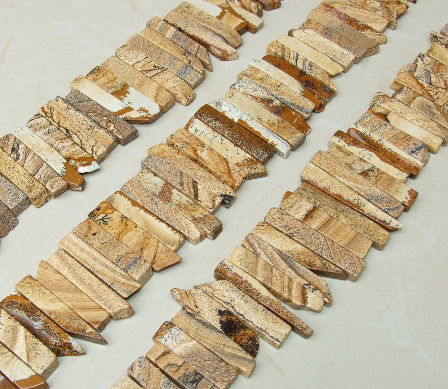 Picture Jasper Beads, Polished Slice, Jasper Pendant, Jasper Slice, Gemstone Beads, Jasper Jewelry Stone Supplies, Half Strand, 30mm to 50mm - EDGBeadsandGems