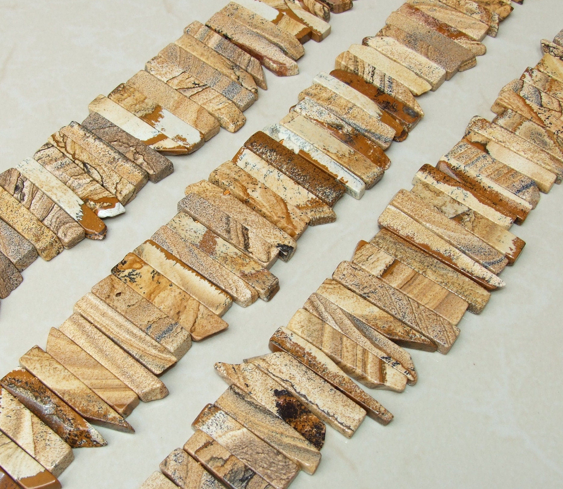 Picture Jasper Beads, Polished Slice, Jasper Pendant, Jasper Slice, Gemstone Beads, Jasper Jewelry Stone Supplies, Half Strand, 30mm to 50mm - EDGBeadsandGems