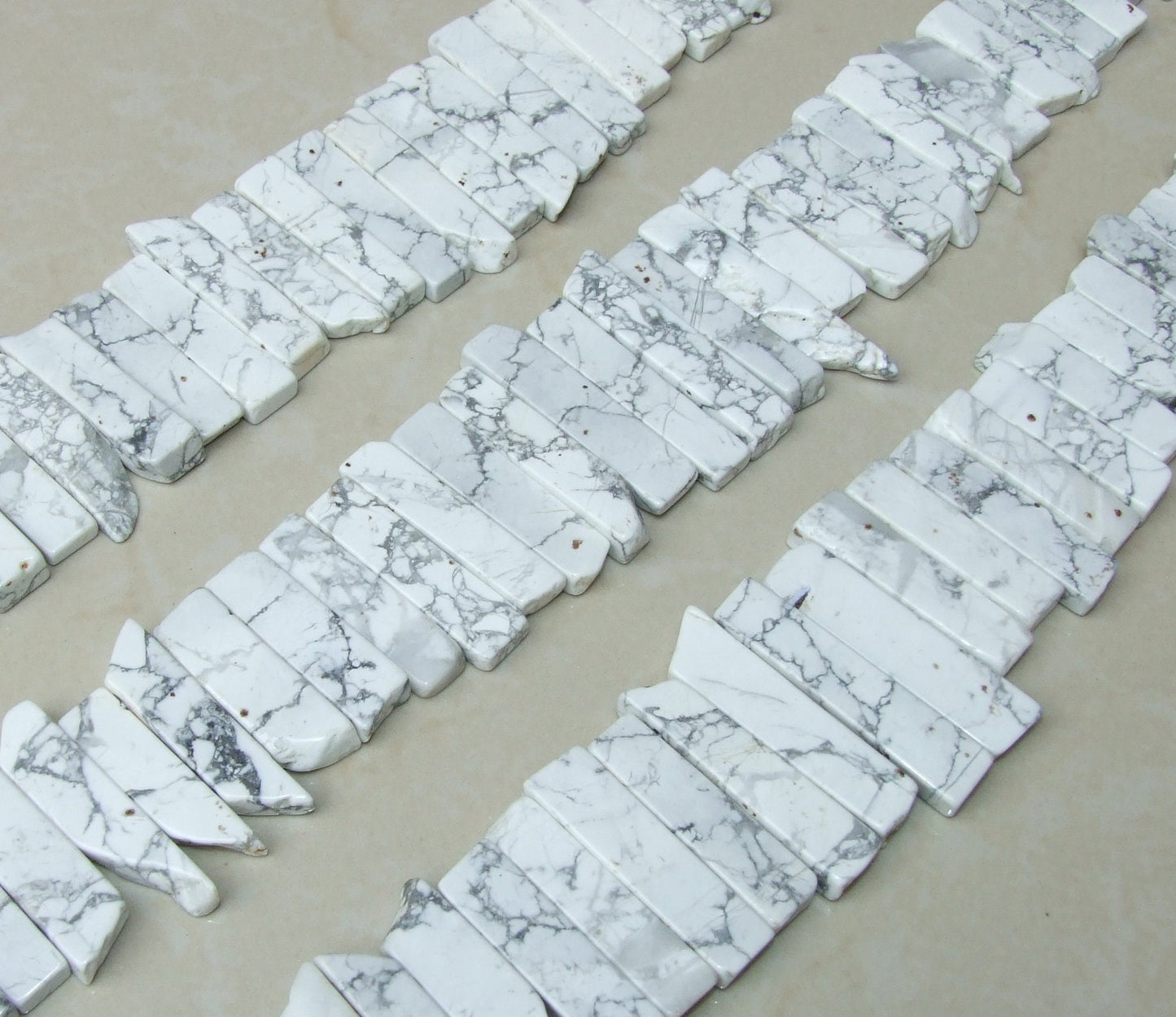 Howlite Beads, Polished Slice, Howlite Pendants, Howlite Slice, Gemstone Beads, Howlite Jewelry Supplies, Half Strand - 30mm to 40mm - EDGBeadsandGems