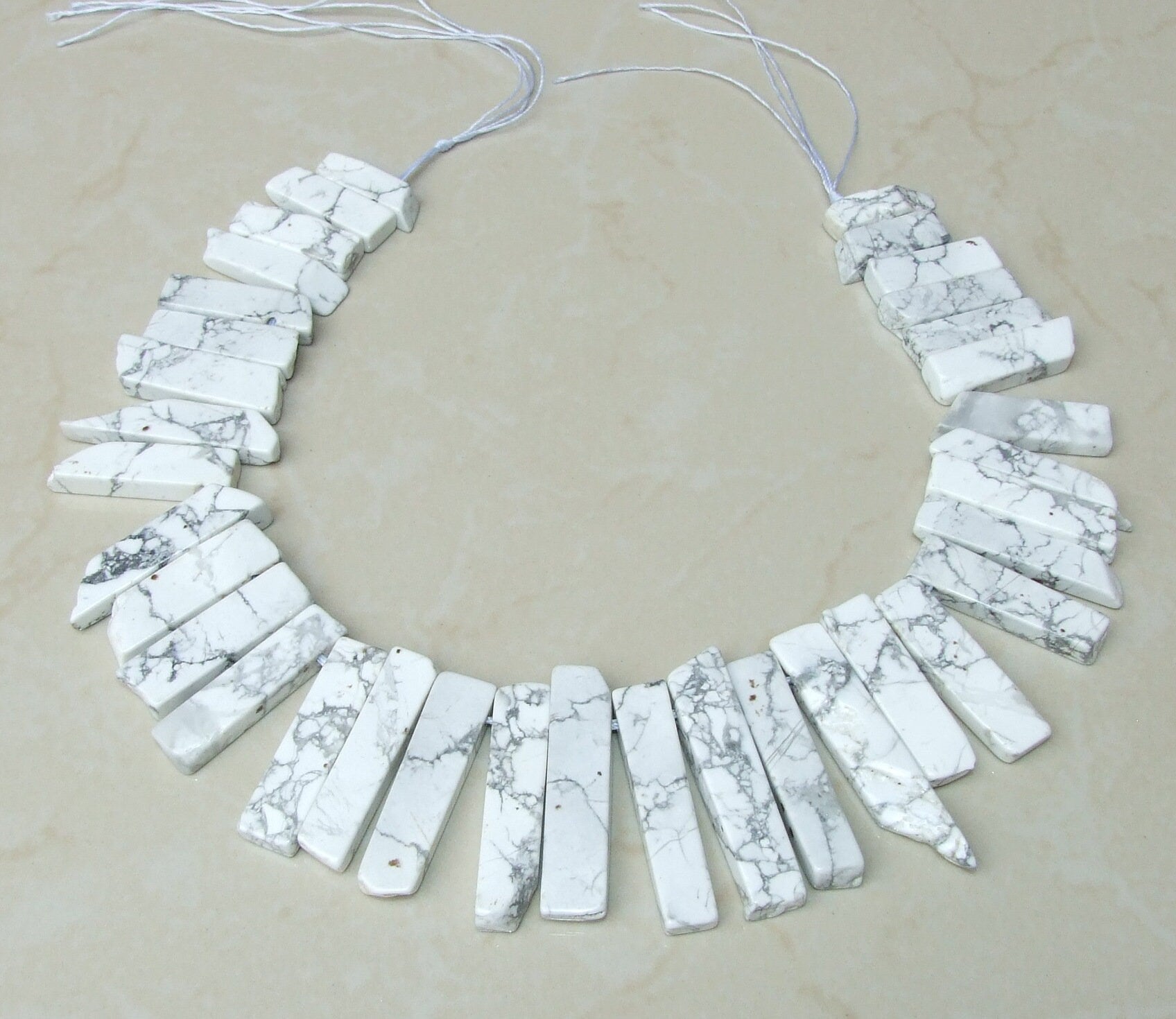 Howlite Beads, Polished Slice, Howlite Pendants, Howlite Slice, Gemstone Beads, Howlite Jewelry Supplies, Half Strand - 30mm to 40mm - EDGBeadsandGems