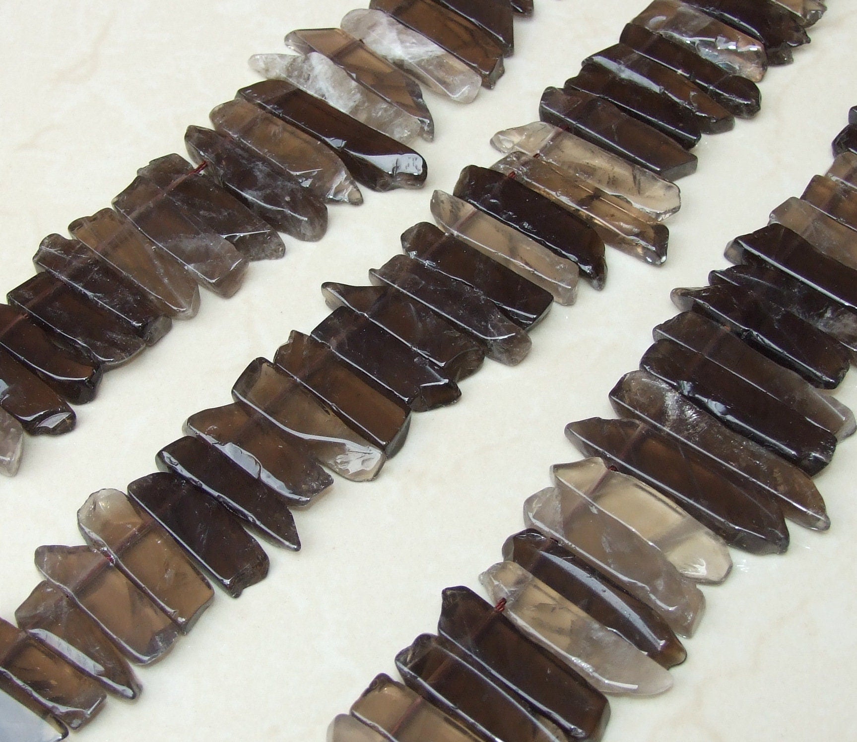 Smoky Quartz Slice, Polished Slice, Quartz Beads, Quartz Pendants, Natural Gemstone Beads, Quartz Jewelry Stones, Half Strand, 25mm to 45+mm - EDGBeadsandGems
