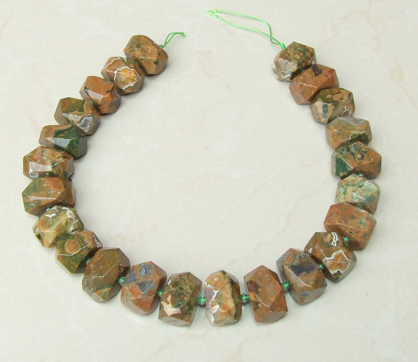 Rainforest Jasper Faceted Nugget, Polished Jasper Pendant, Gemstone Beads, Jewelry Stones, Jasper Beads, Half Strand - 13mm x 15mm x 20mm - EDGBeadsandGems