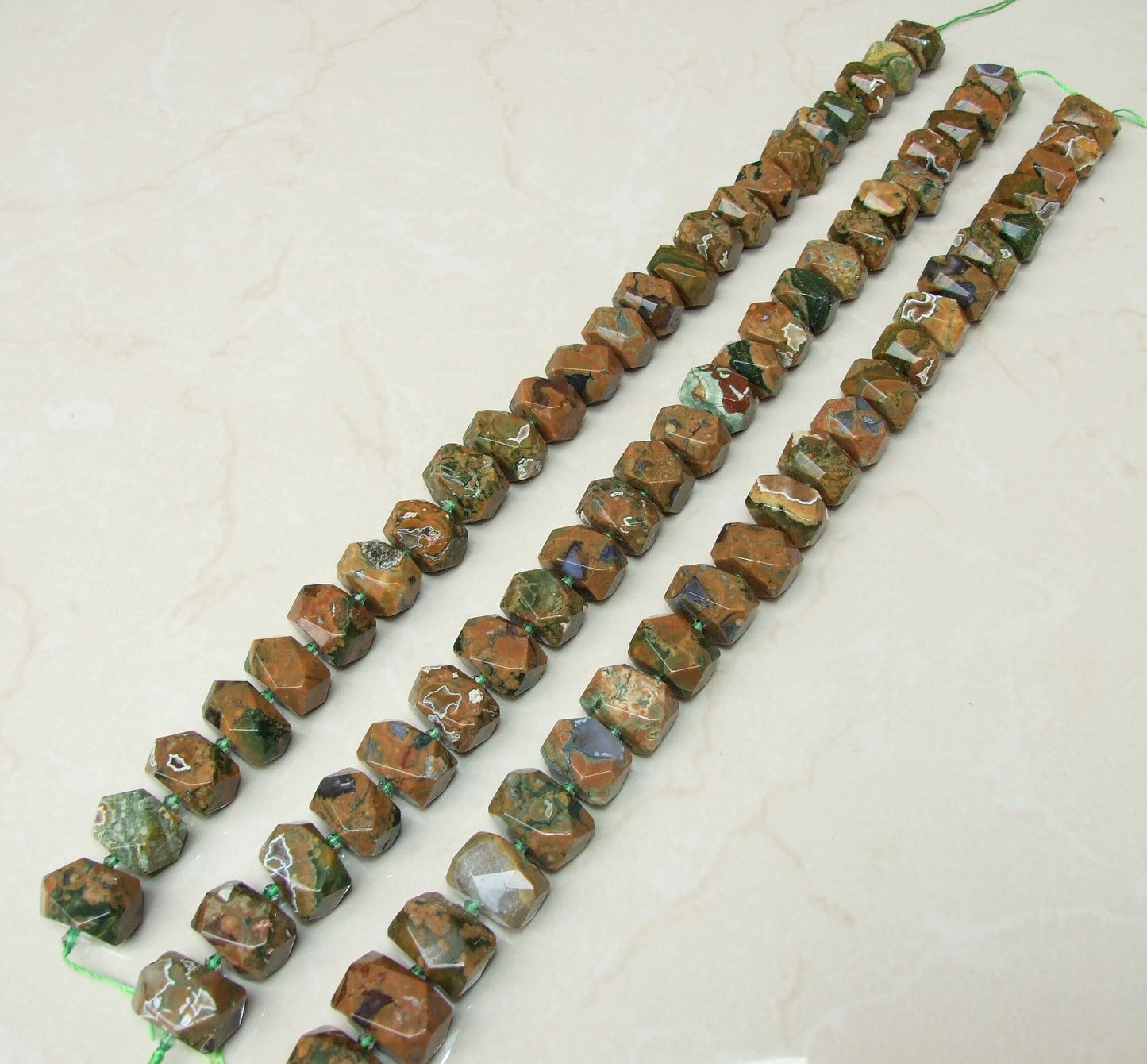 Rainforest Jasper Faceted Nugget, Polished Jasper Pendant, Gemstone Beads, Jewelry Stones, Jasper Beads, Half Strand - 13mm x 15mm x 20mm - EDGBeadsandGems