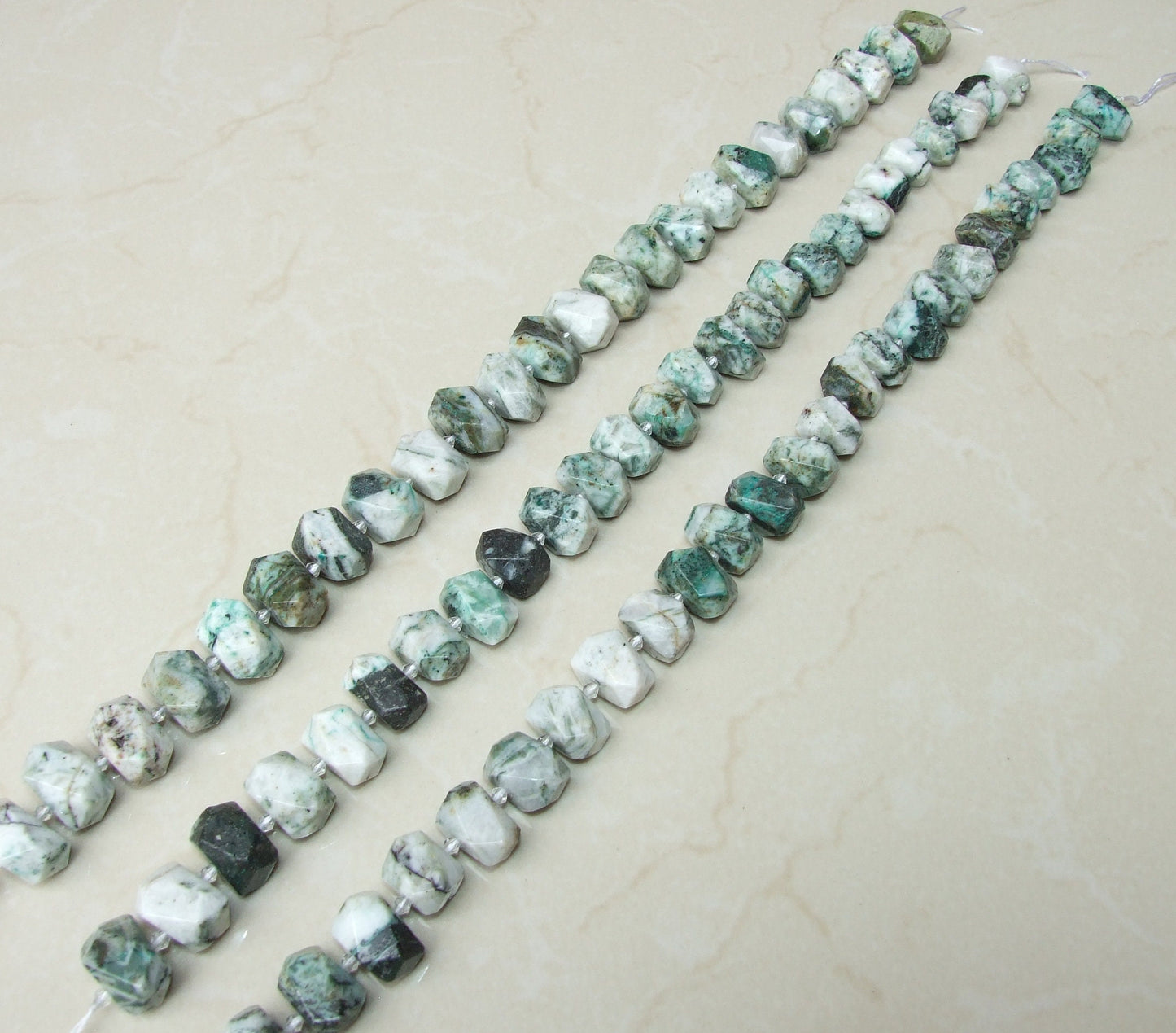 Tree Jasper Faceted Nugget, Polished Jasper Pendant, Gemstone Beads, Jewelry Stones, Jasper Beads, Half Strand - 14mm x 14mm x 20mm - EDGBeadsandGems