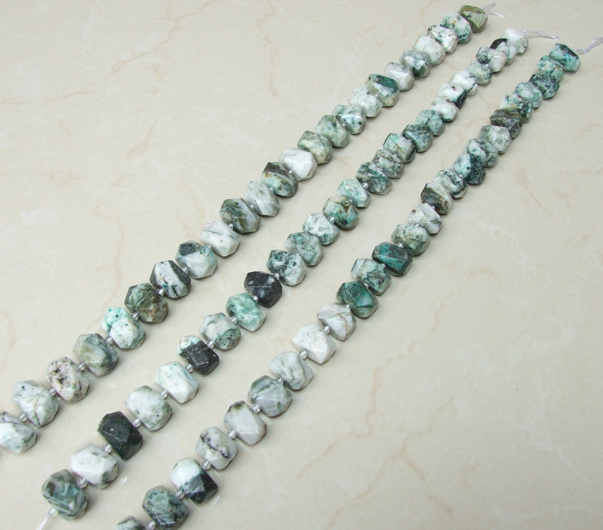 Tree Jasper Faceted Nugget, Polished Jasper Pendant, Gemstone Beads, Jewelry Stones, Jasper Beads, Half Strand - 14mm x 14mm x 20mm - EDGBeadsandGems