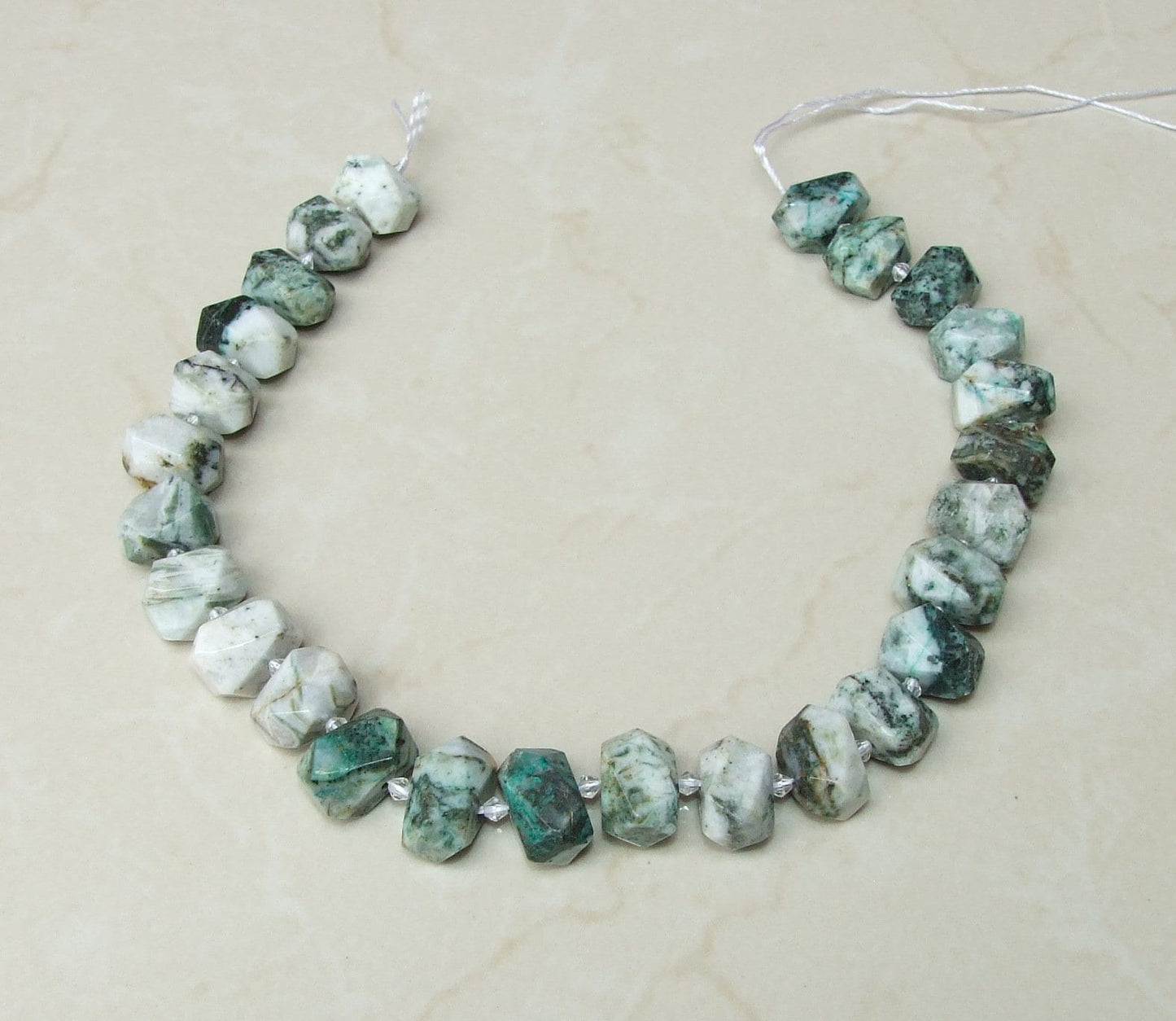 Tree Jasper Faceted Nugget, Polished Jasper Pendant, Gemstone Beads, Jewelry Stones, Jasper Beads, Half Strand - 14mm x 14mm x 20mm - EDGBeadsandGems