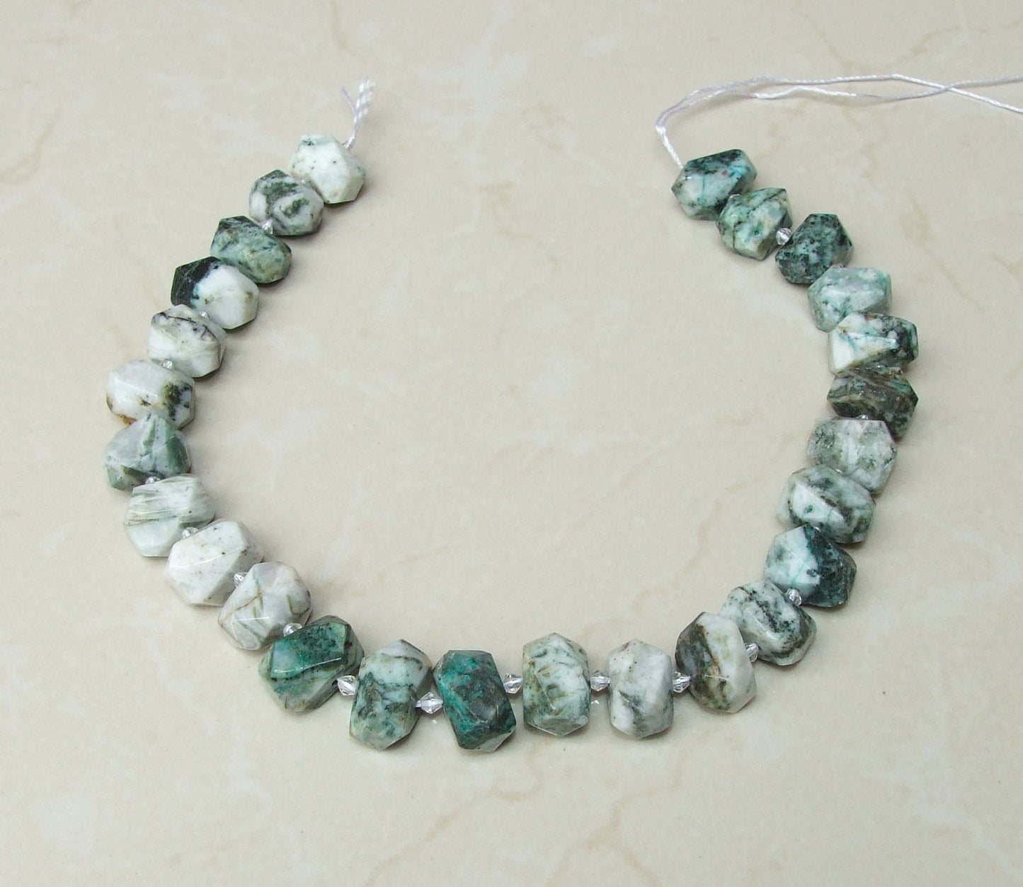 Tree Jasper Faceted Nugget, Polished Jasper Pendant, Gemstone Beads, Jewelry Stones, Jasper Beads, Half Strand - 14mm x 14mm x 20mm - EDGBeadsandGems