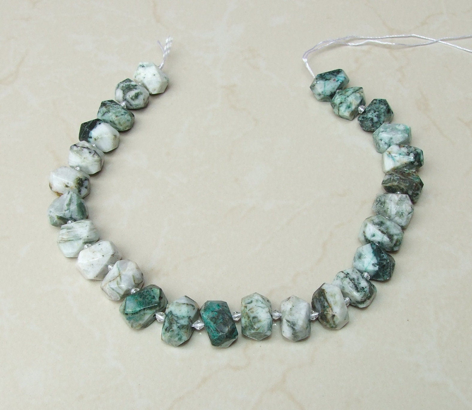 Tree Jasper Faceted Nugget, Polished Jasper Pendant, Gemstone Beads, Jewelry Stones, Jasper Beads, Half Strand - 14mm x 14mm x 20mm - EDGBeadsandGems