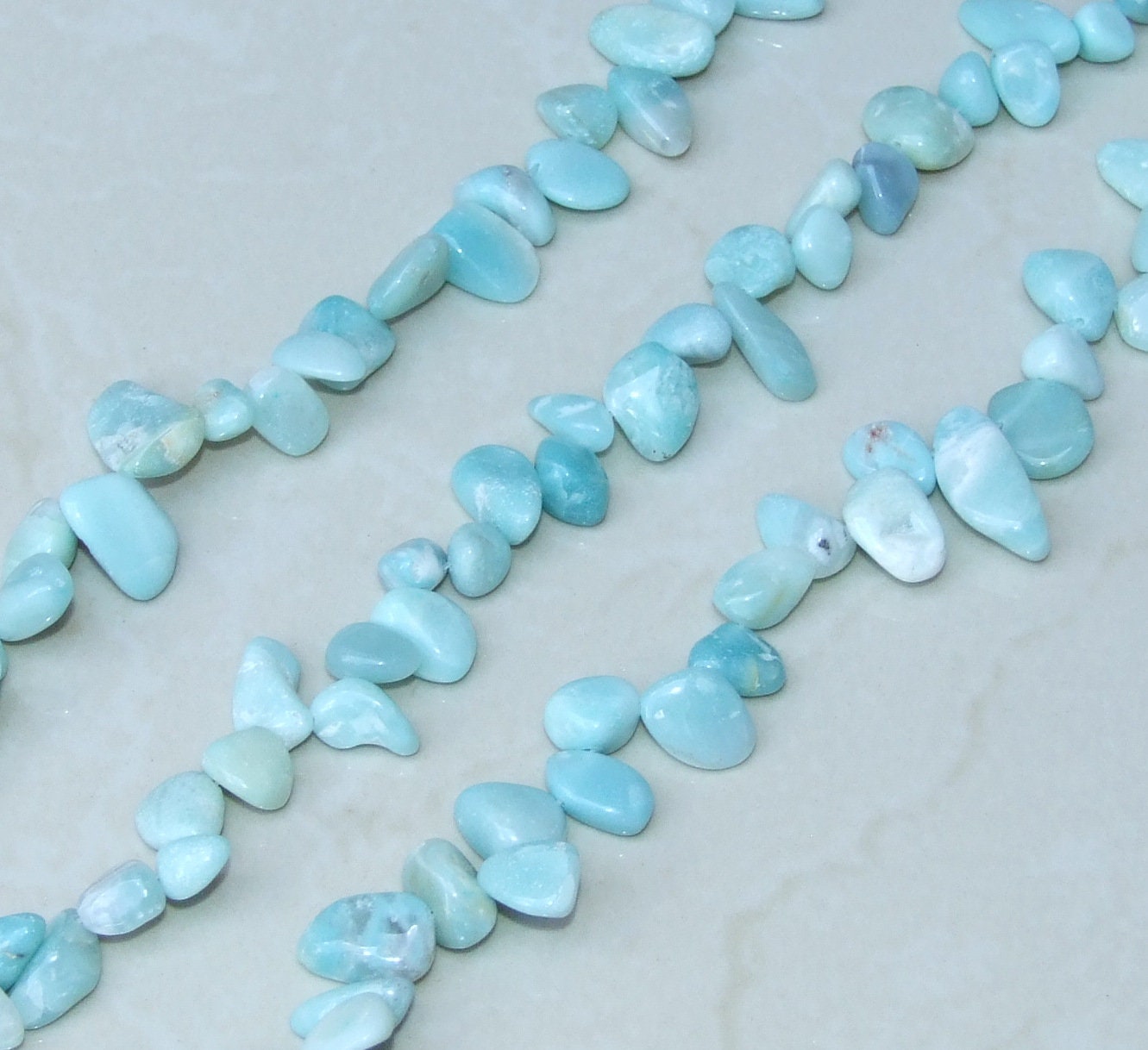 Small Amazonite Stones, Polished Amazonite, Amazonite Beads, Gemstone Beads, Jewelry Stones, Natural Amazonite, Full Strand, 8mm - 20mm - EDGBeadsandGems