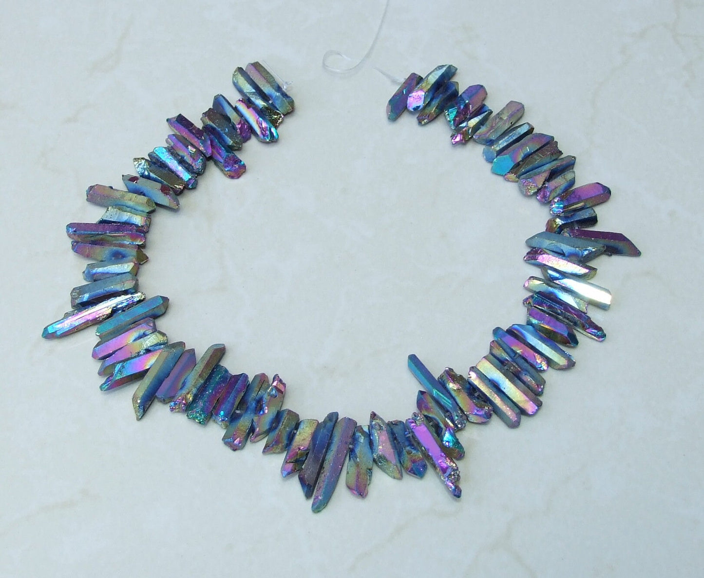 Rainbow Titanium Quartz Cluster Point, Titanium Quartz Points Strand, Raw Quartz Points, Random Length, Gemstone Bead Strand, 15-30mm - EDGBeadsandGems