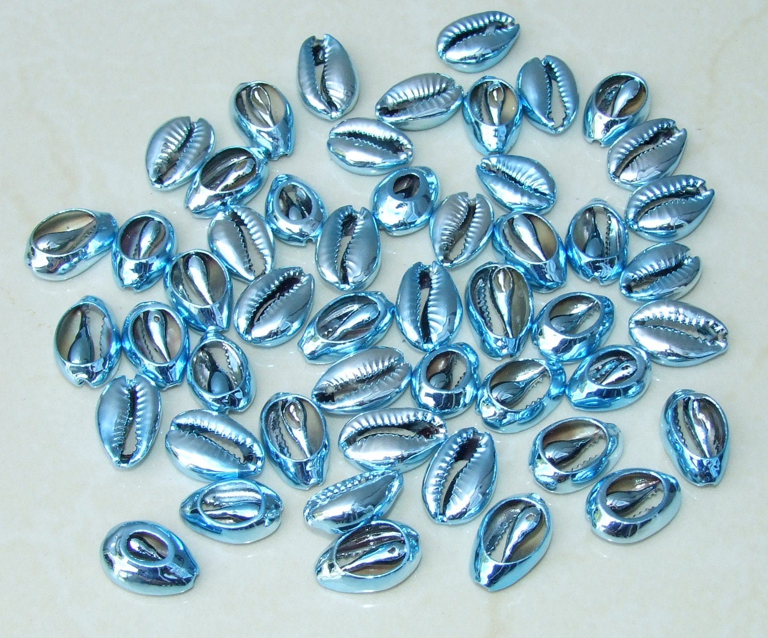 10 Multi-Colored Plated Cowrie Shell Connector, Natural Seashell Pendants, 15-20mm - EDGBeadsandGems