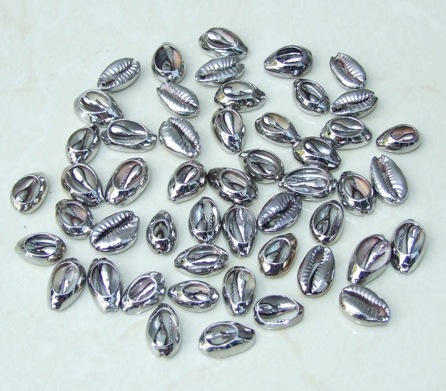 5 Multi-Colored Cowrie Shell Connector, Natural Seashell Pendant, Money Shell, Sea Shell, Plated Seashell, Shell Pendant, Beach, 16-20mm - EDGBeadsandGems