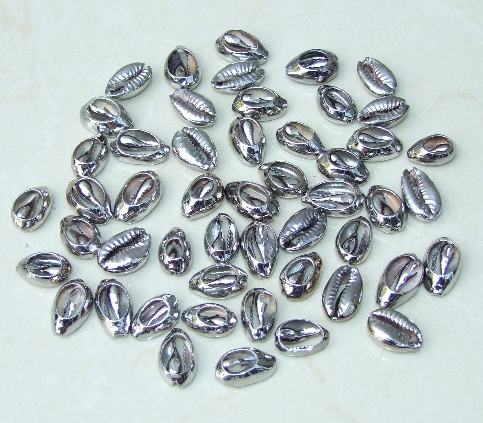 5 Multi-Colored Cowrie Shell Connector, Natural Seashell Pendant, Money Shell, Sea Shell, Plated Seashell, Shell Pendant, Beach, 16-20mm - EDGBeadsandGems