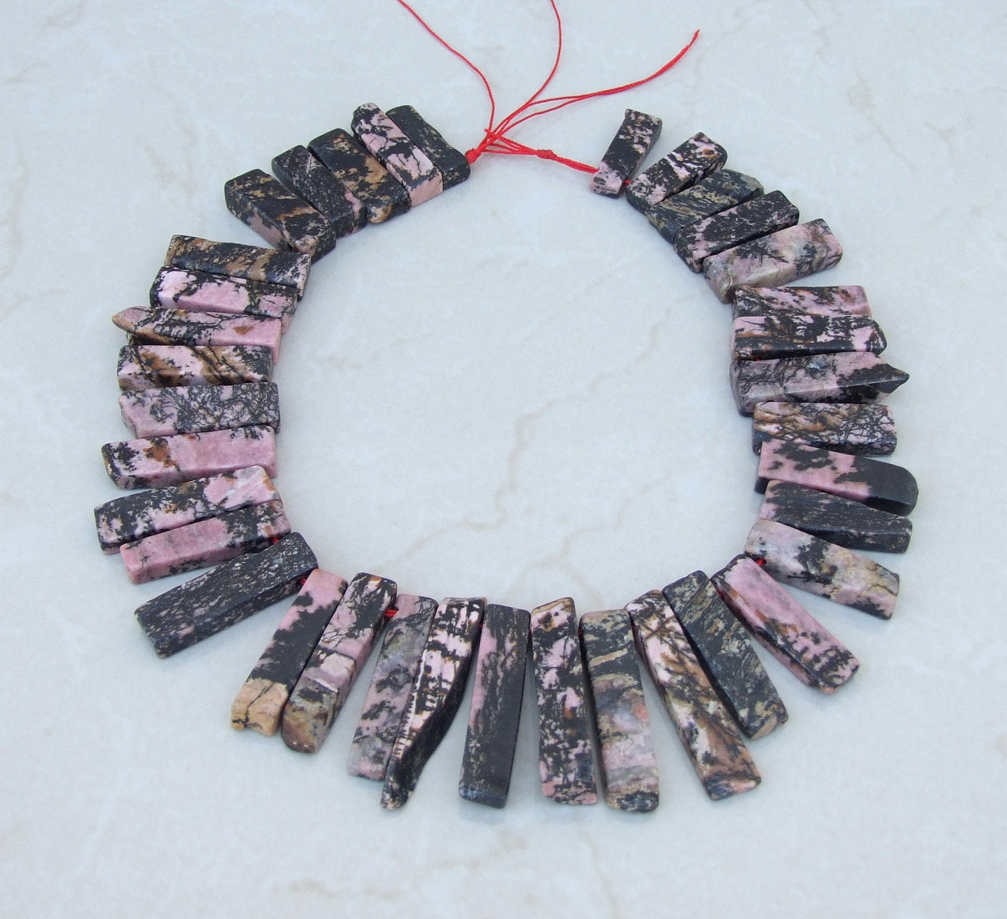 Rhodonite Beads, Polished Slice, Rhodonite Pendant, Rhodonite Slice, Gemstone Beads, Rhodonite Jewelry Supplies, Half Strand - 30mm to 45mm - EDGBeadsandGems