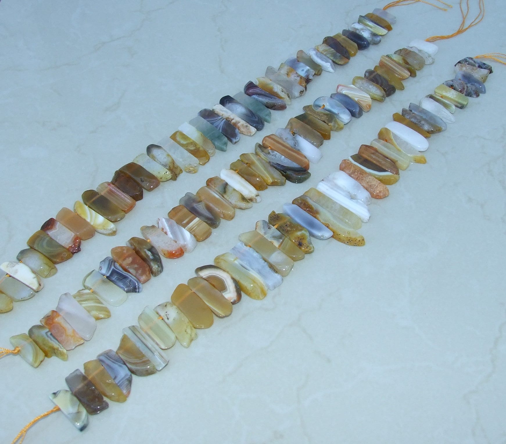 Gold Botswana Agate Slice, Slab, Stick, Teeth, Graduated Botswana Agate, Gemstone Beads, Polished, Jewelry Stones, Half Strand, 20mm - 40+mm - EDGBeadsandGems