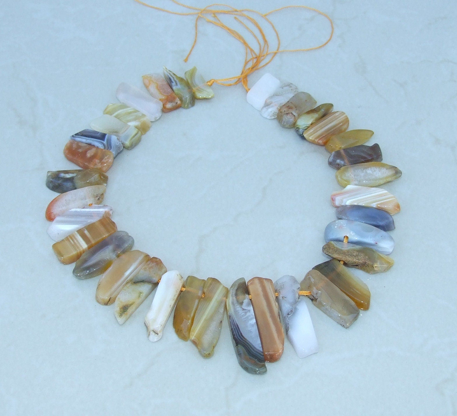 Gold Botswana Agate Slice, Slab, Stick, Teeth, Graduated Botswana Agate, Natural Gemstone Beads, Jewelry Stones, Half Strand, 20mm - 40+mm - EDGBeadsandGems