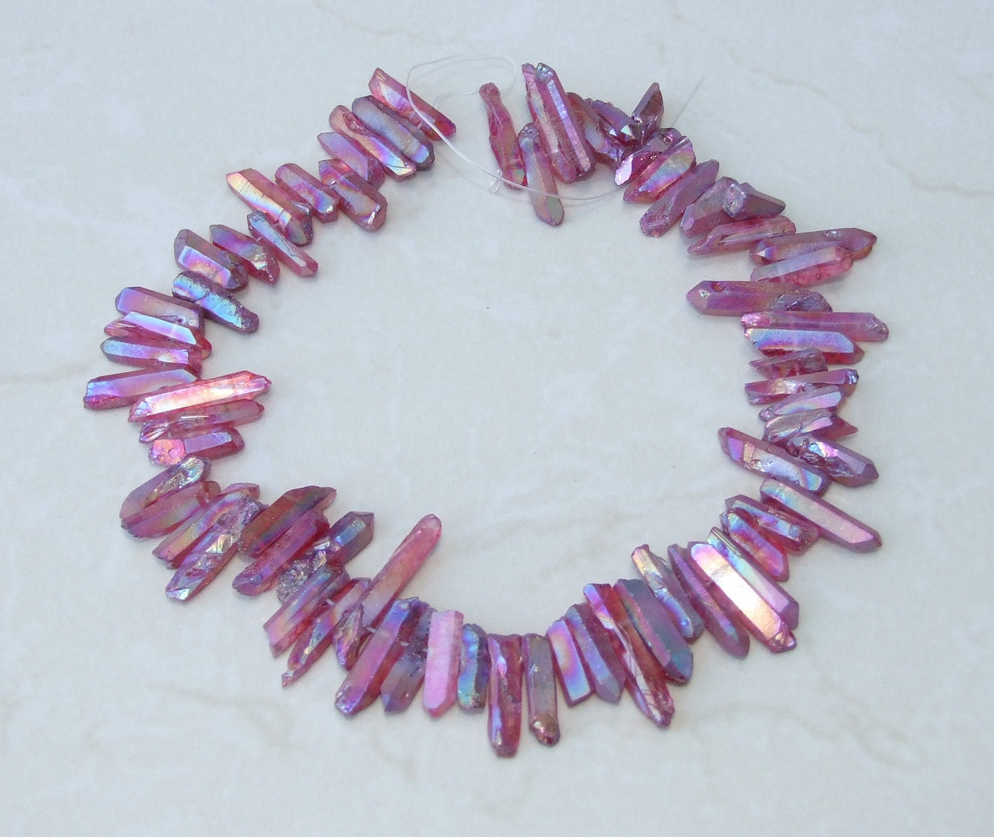 Dark Red Titanium AB Quartz Points, Quartz Points Strand, Raw Random Length Quartz Points, Quartz Crystal Points, Gemstone Beads, 20-30mm - EDGBeadsandGems