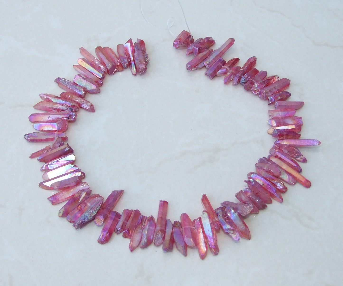 Dark Red Titanium AB Quartz Points, Quartz Points Strand, Raw Random Length Quartz Points, Quartz Crystal Points, Gemstone Beads, 20-30mm - EDGBeadsandGems