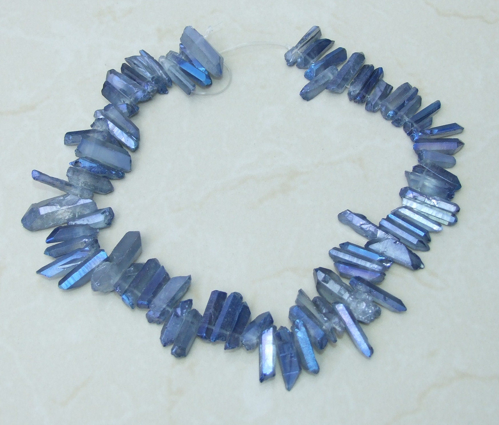 Clear Sky Blue Titanium Quartz Points, Quartz Crystal, Crystal Points, Raw Crystal Quartz, Random Length, Gemstones Beads - 15mm - 30mm - EDGBeadsandGems