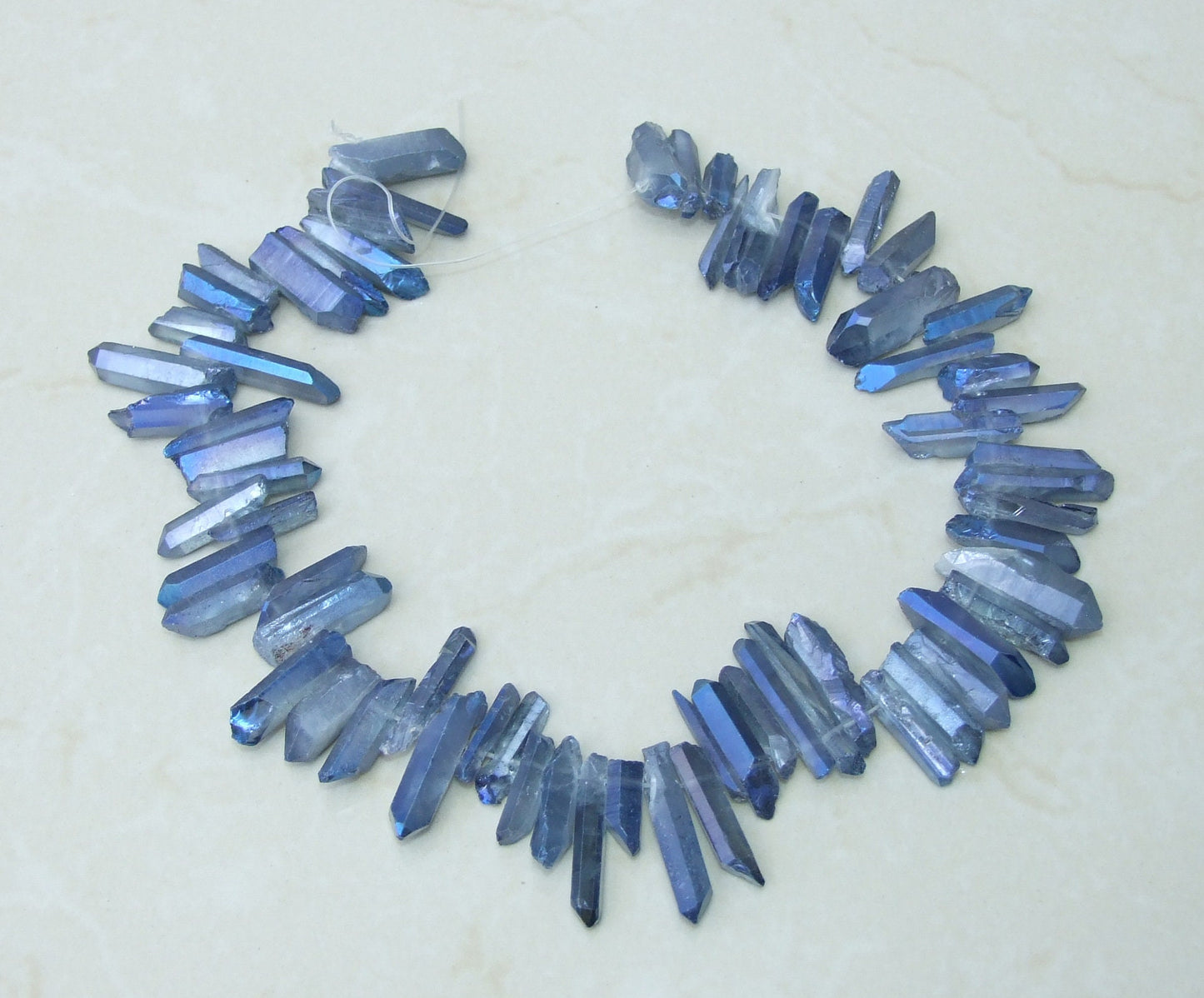 Clear Sky Blue Titanium Quartz Points, Quartz Crystal, Crystal Points, Raw Crystal Quartz, Random Length, Gemstones Beads - 15mm - 30mm - EDGBeadsandGems