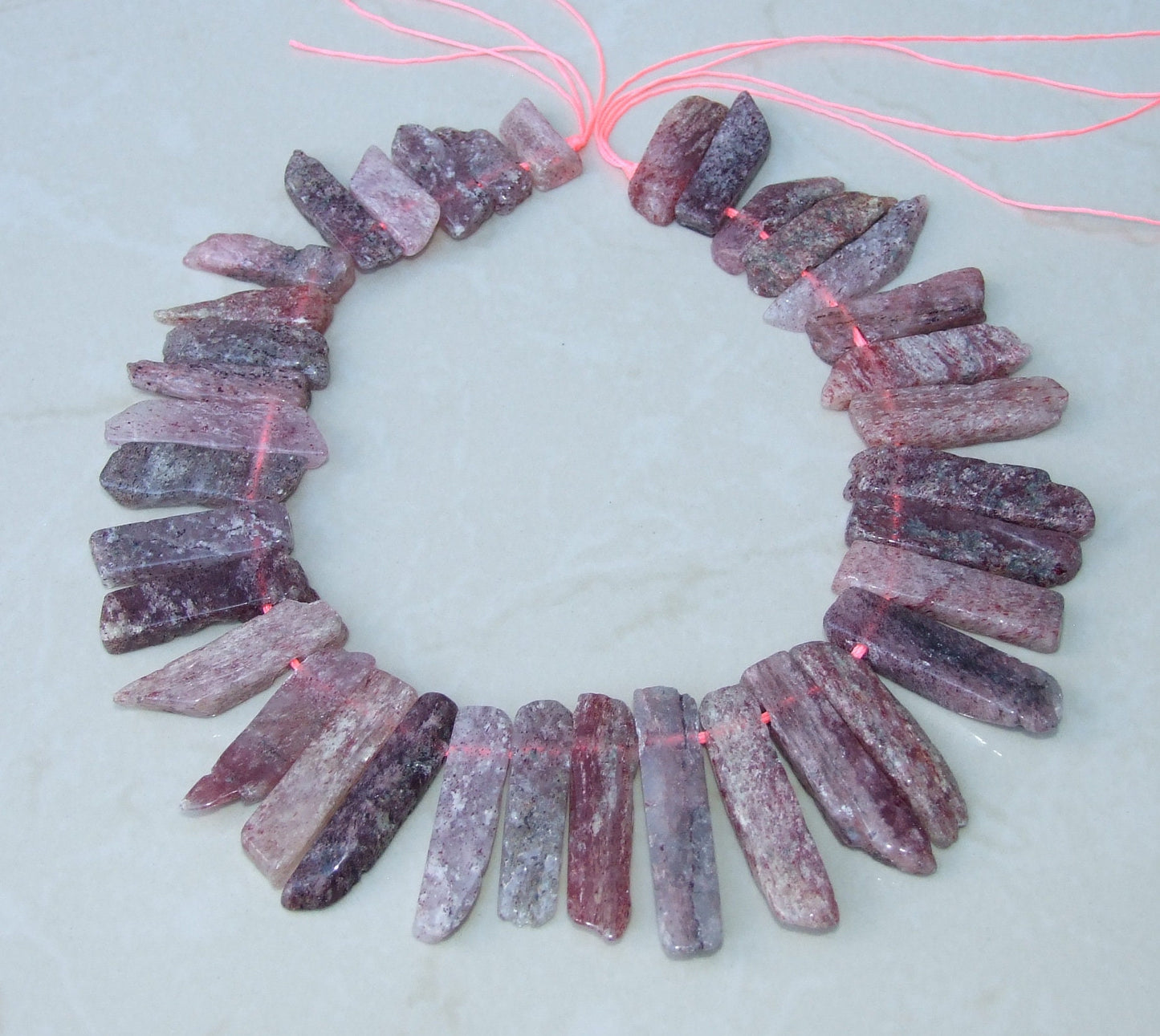 Strawberry Quartz, Polished Slice, Quartz Beads, Quartz Pendants, Gemstone Beads, Quartz Jewelry Stones Supplies, Half Strand, 20mm to 45+mm - EDGBeadsandGems