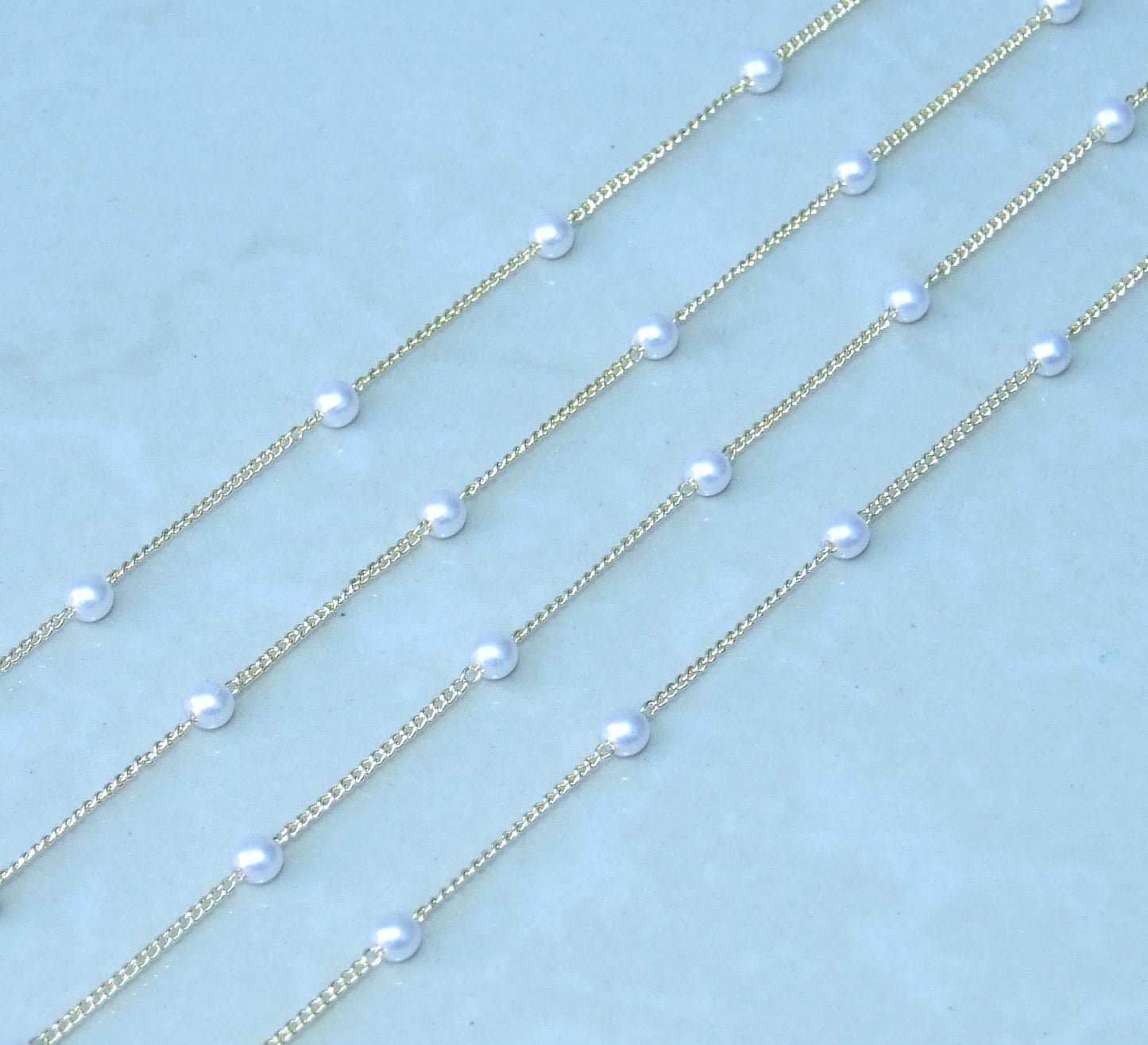 Gold Chain, Oval Link Glass Pearl Cable Chain, Jewelry Chain, Necklace Chain, Body Chain, Bulk Chain, Sold by the Meter, 1.25mm x .85mm - EDGBeadsandGems