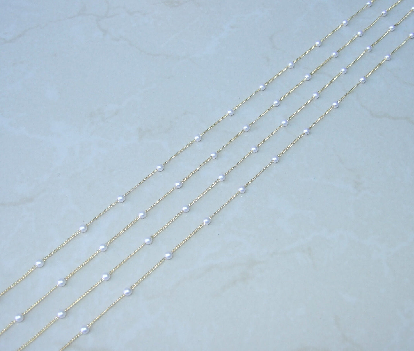 Gold Chain, Oval Link Glass Pearl Cable Chain, Jewelry Chain, Necklace Chain, Body Chain, Bulk Chain, Sold by the Meter, 1.25mm x .85mm - EDGBeadsandGems