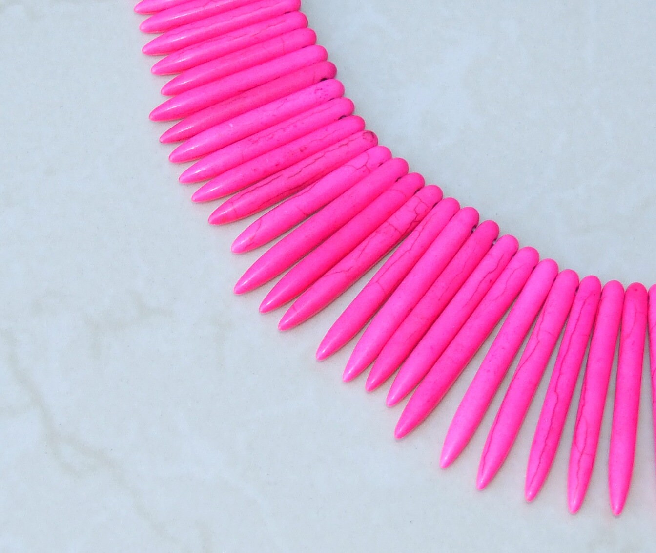 Hot Pink Turquoise, Spike Beads, Spike Collar, Spike Choker Necklace, Turquoise Spike Necklace, Statement Necklace, Spike Bib Necklace, 50mm - EDGBeadsandGems