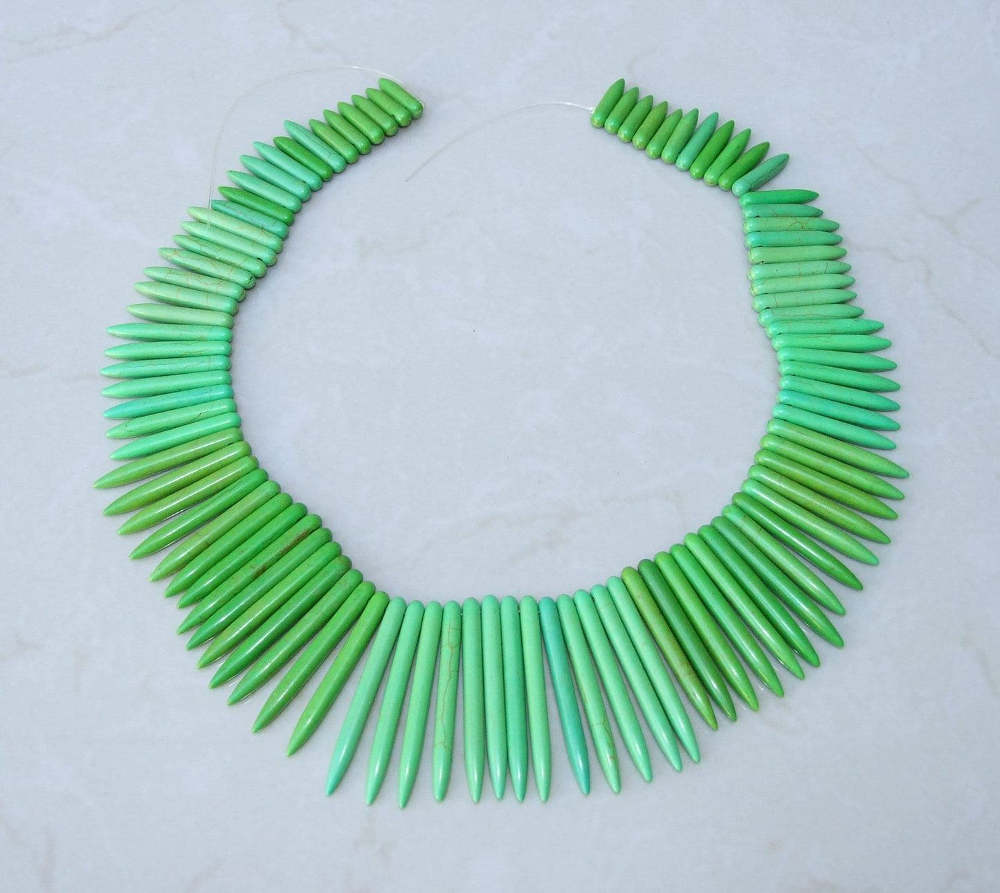 Green Turquoise, Spike Beads, Spike Collar, Spike Choker Necklace, Turquoise Spike Necklace, Statement Necklace, Spike Bib Necklace, 50mm - EDGBeadsandGems