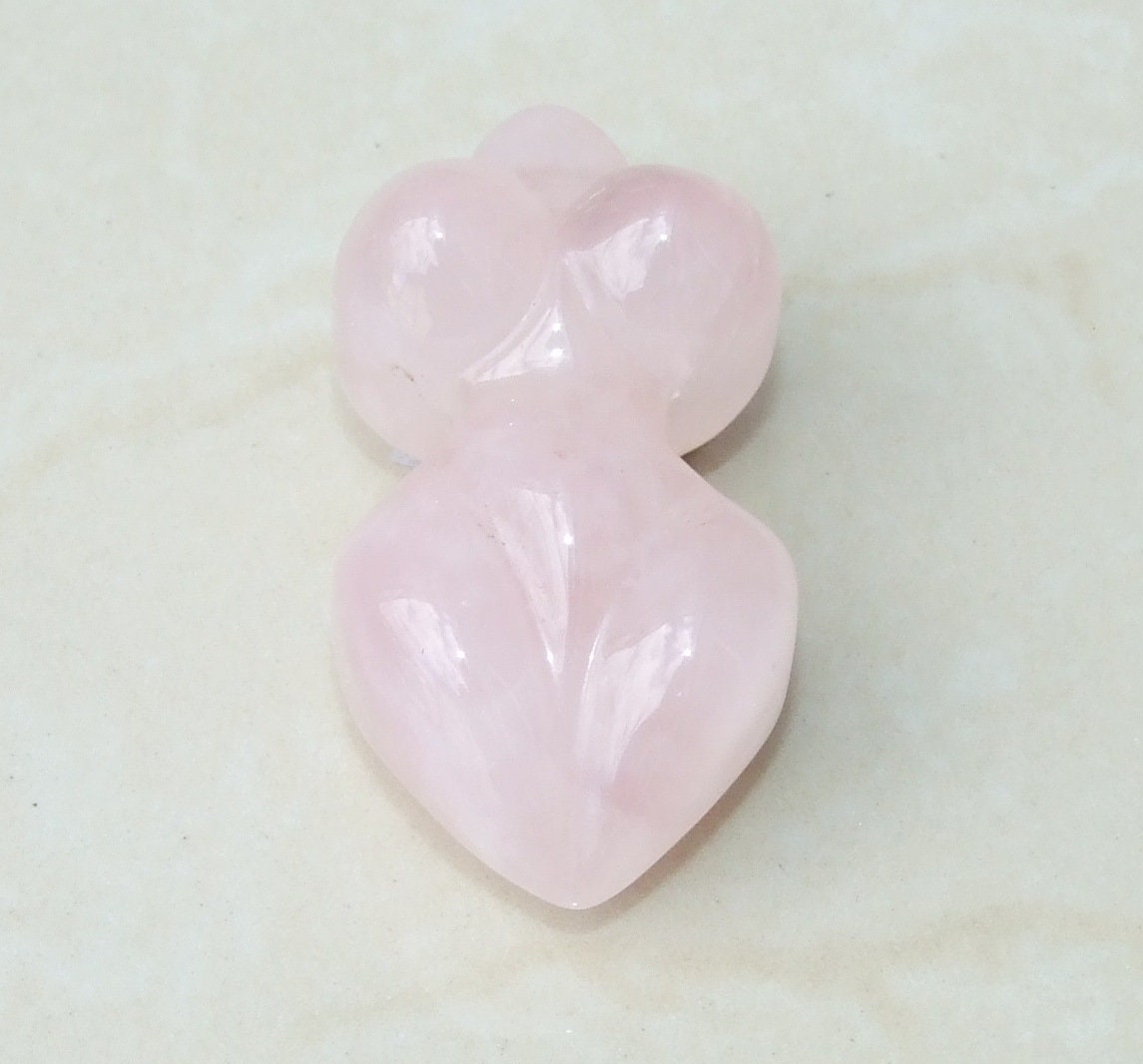 Goddess Pendant, Natural Rose Quartz Pendants, Carved Pendant, Gemstone Pendant, Fertility Goddess, Jewelry Pendant, 25mm x 50mm - EDGBeadsandGems