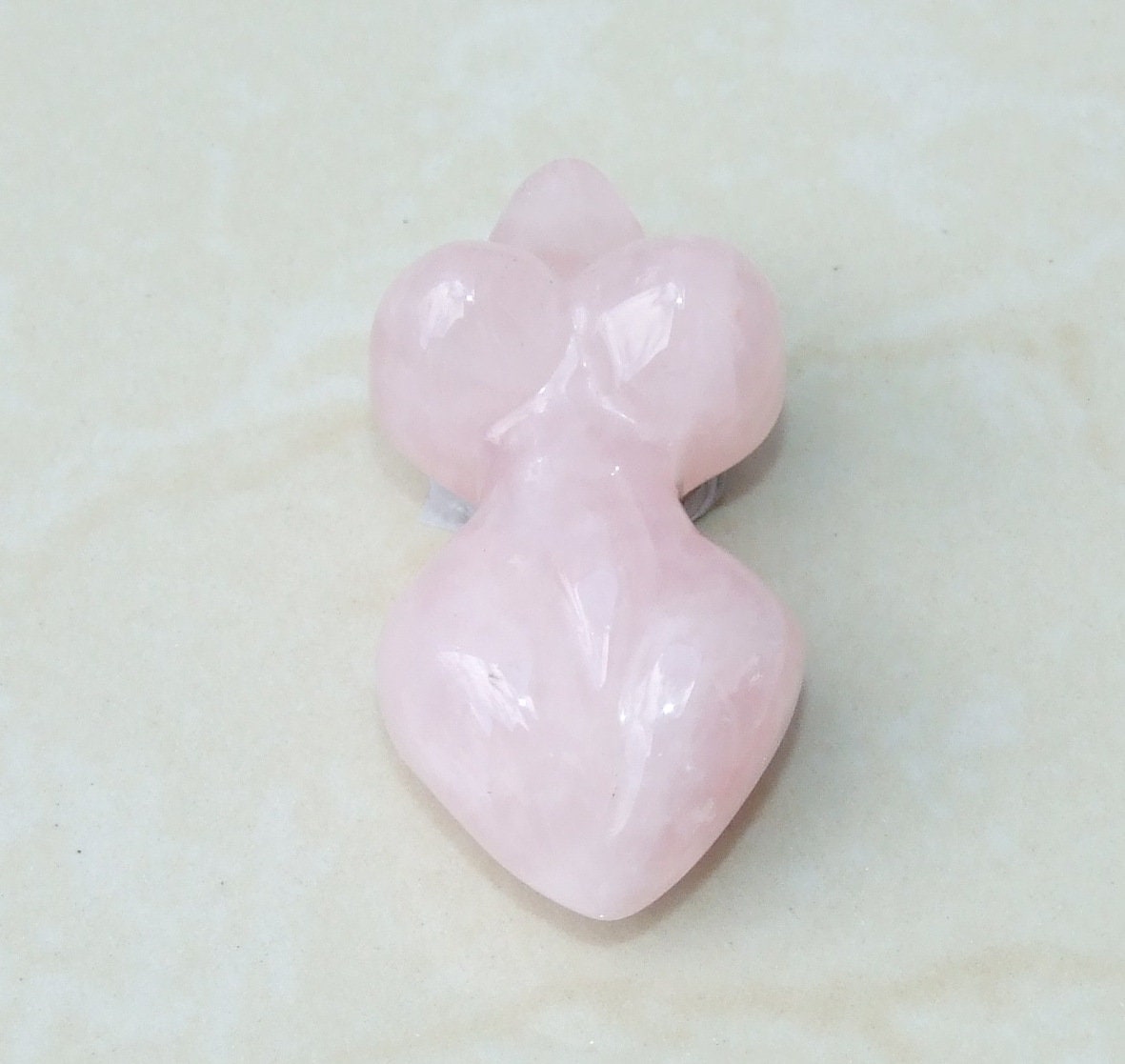 Goddess Pendant, Natural Rose Quartz Pendants, Carved Pendant, Gemstone Pendant, Fertility Goddess, Jewelry Pendant, 25mm x 50mm - EDGBeadsandGems