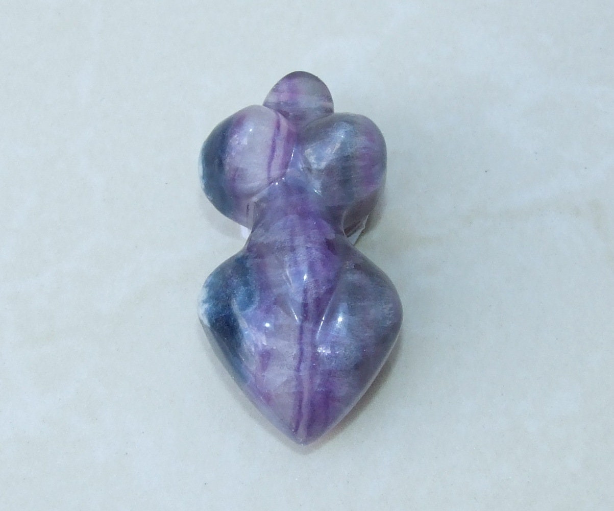 Goddess Pendant, Natural Fluorite Quartz Pendants, Carved Pendant, Gemstone Pendant, Fertility Goddess, Jewelry Pendant, 25mm x 50mm - EDGBeadsandGems