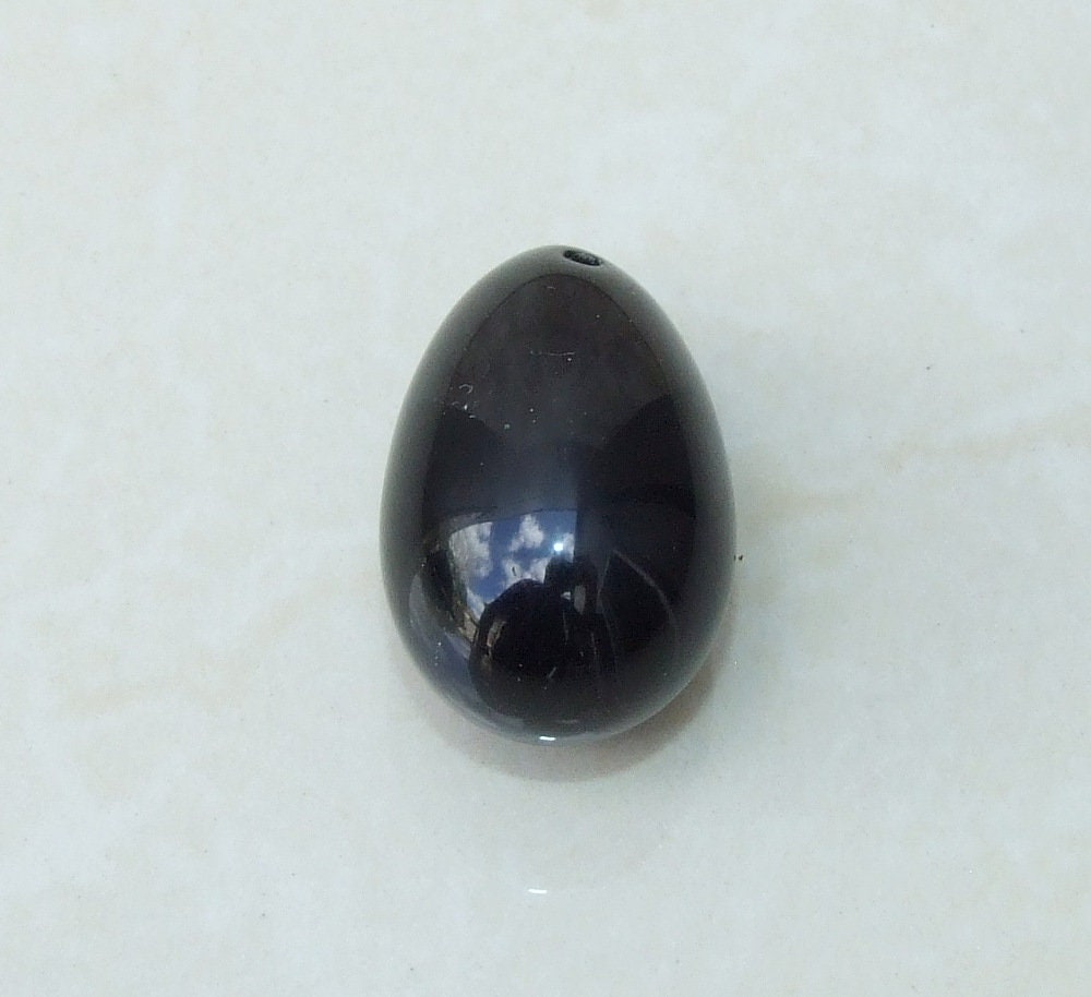 Obsidian Easter Egg Pendant, Natural Obsidian Pendants, Carved Pendant, Gemstone Pendant, Jewelry Pendant, Fertility Egg, 25mm x 40mm - EDGBeadsandGems