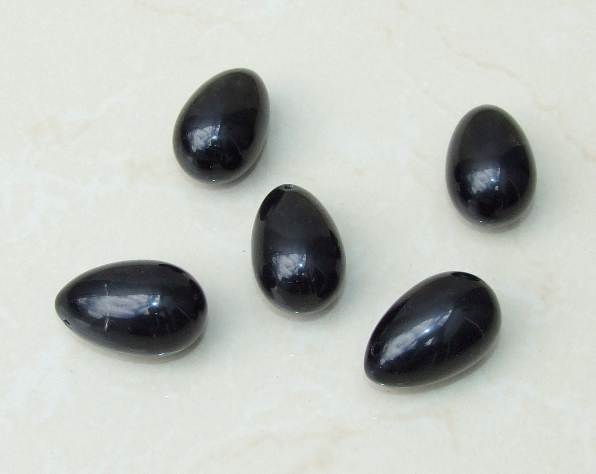 Obsidian Easter Egg Pendant, Natural Obsidian Pendants, Carved Pendant, Gemstone Pendant, Jewelry Pendant, Fertility Egg, 25mm x 40mm - EDGBeadsandGems