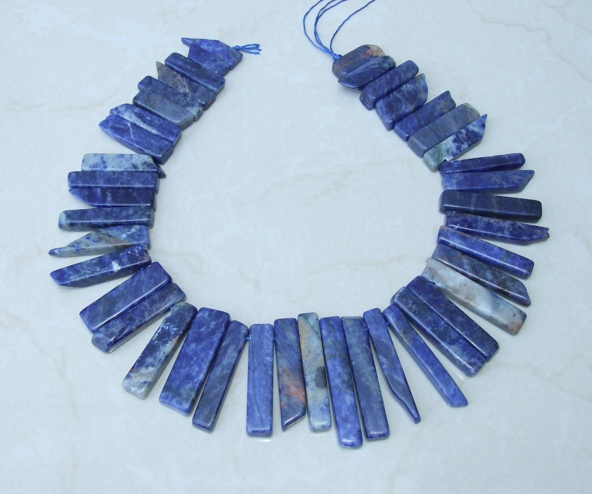 Sodalite Beads, Gemstone Slice, Sodalite Pendant, Sodalite Slice, Gemstone Beads, Sodalite Jewelry Supplies, Half Strand - 30mm to 50mm - EDGBeadsandGems