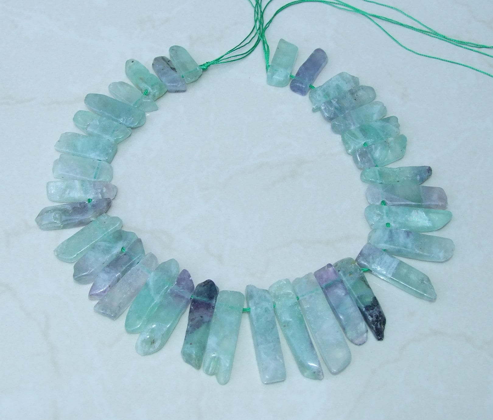 Fluorite Beads, Polished Natural Fluorite Slice, Fluorite Pendants, Gemstone Beads, Fluorite Points Jewelry, Half Strand - 25mm to 40+mm - EDGBeadsandGems