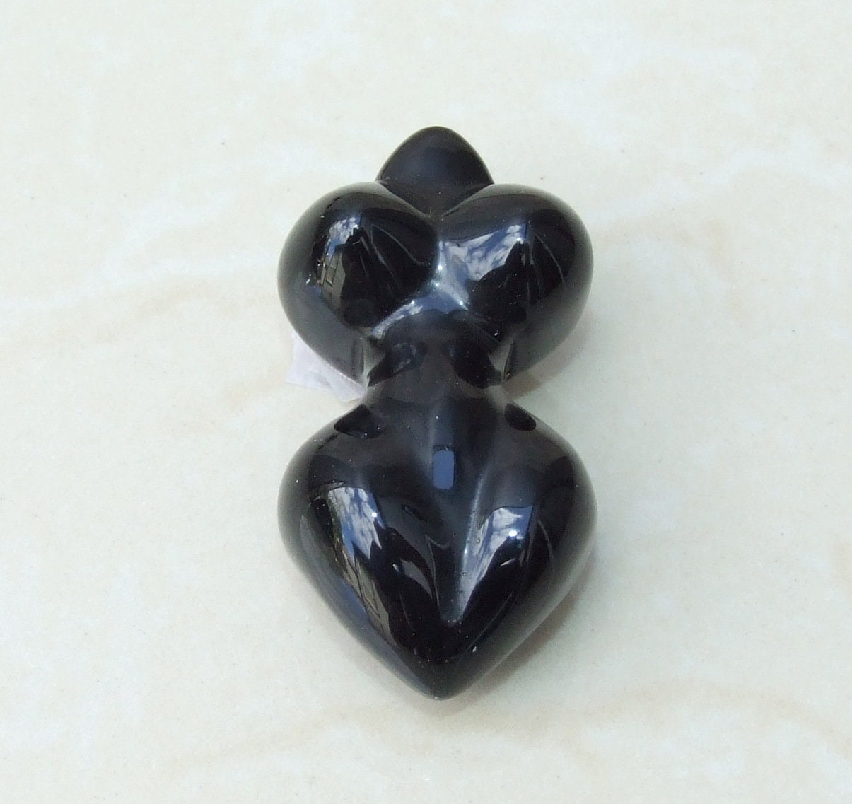 Goddess Pendant, Natural Obsidian Pendants, Carved Pendant, Gemstone Pendant, Fertility Goddess, Jewelry Pendant, 25mm x 50mm - EDGBeadsandGems