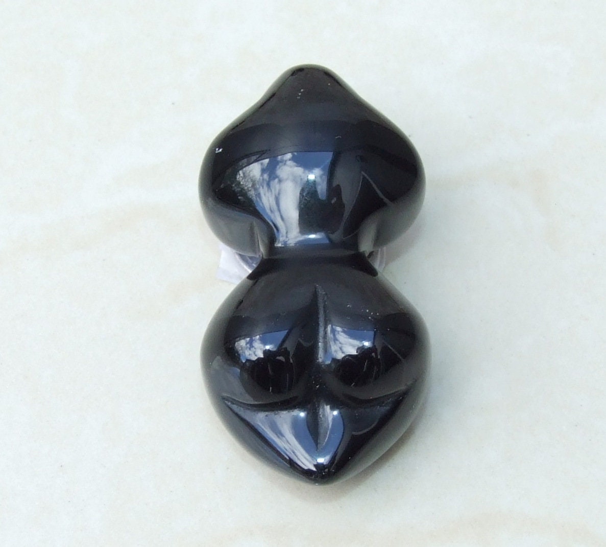 Goddess Pendant, Natural Obsidian Pendants, Carved Pendant, Gemstone Pendant, Fertility Goddess, Jewelry Pendant, 25mm x 50mm - EDGBeadsandGems